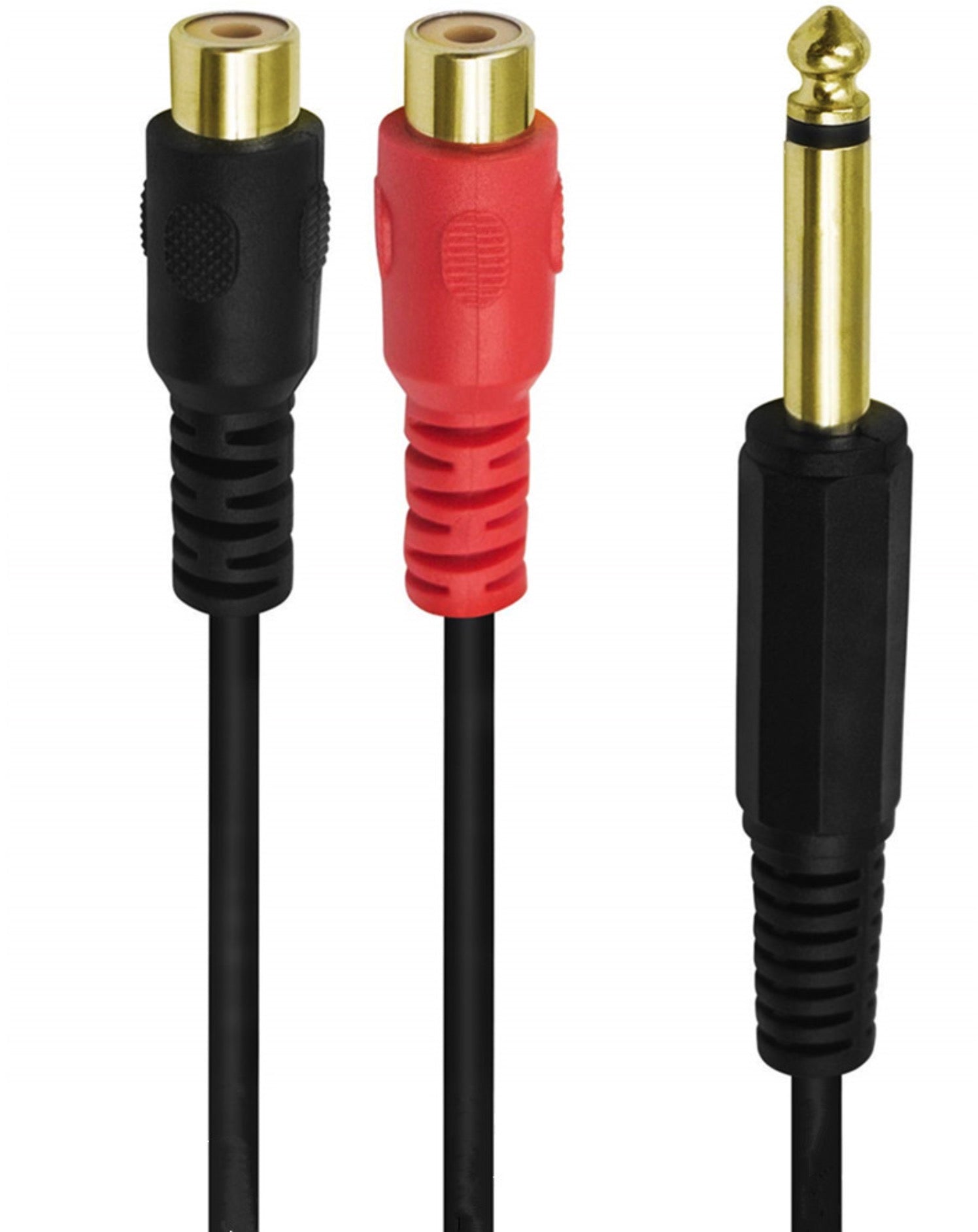 Dual RCA Female to 6.35mm 1/4 inch Male Mono TS Interconnect Audio Y Splitter Cable 0.2m