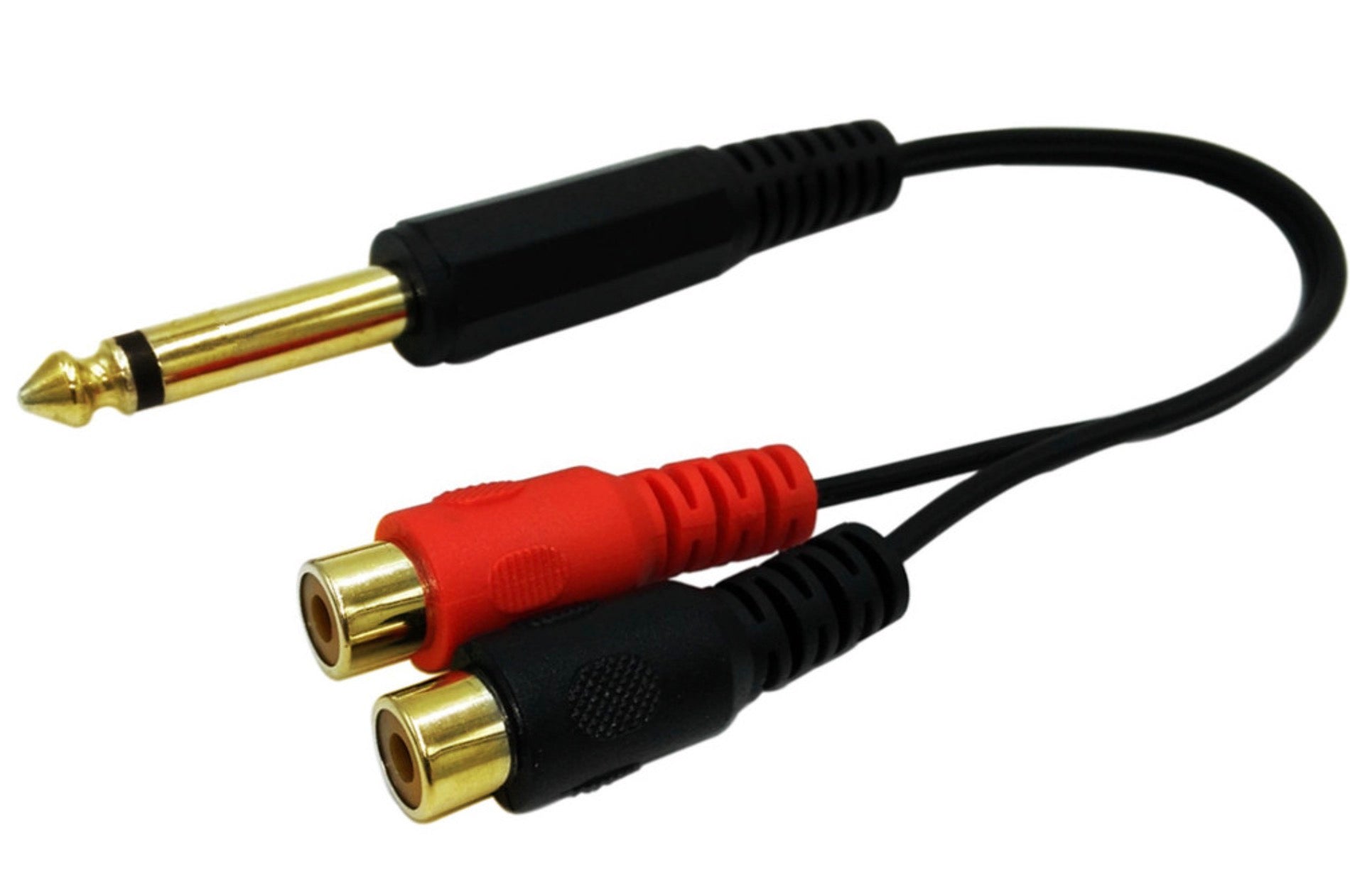 Dual RCA Female to 6.35mm 1/4 inch Male Mono TS Interconnect Audio Y Splitter Cable 0.2m