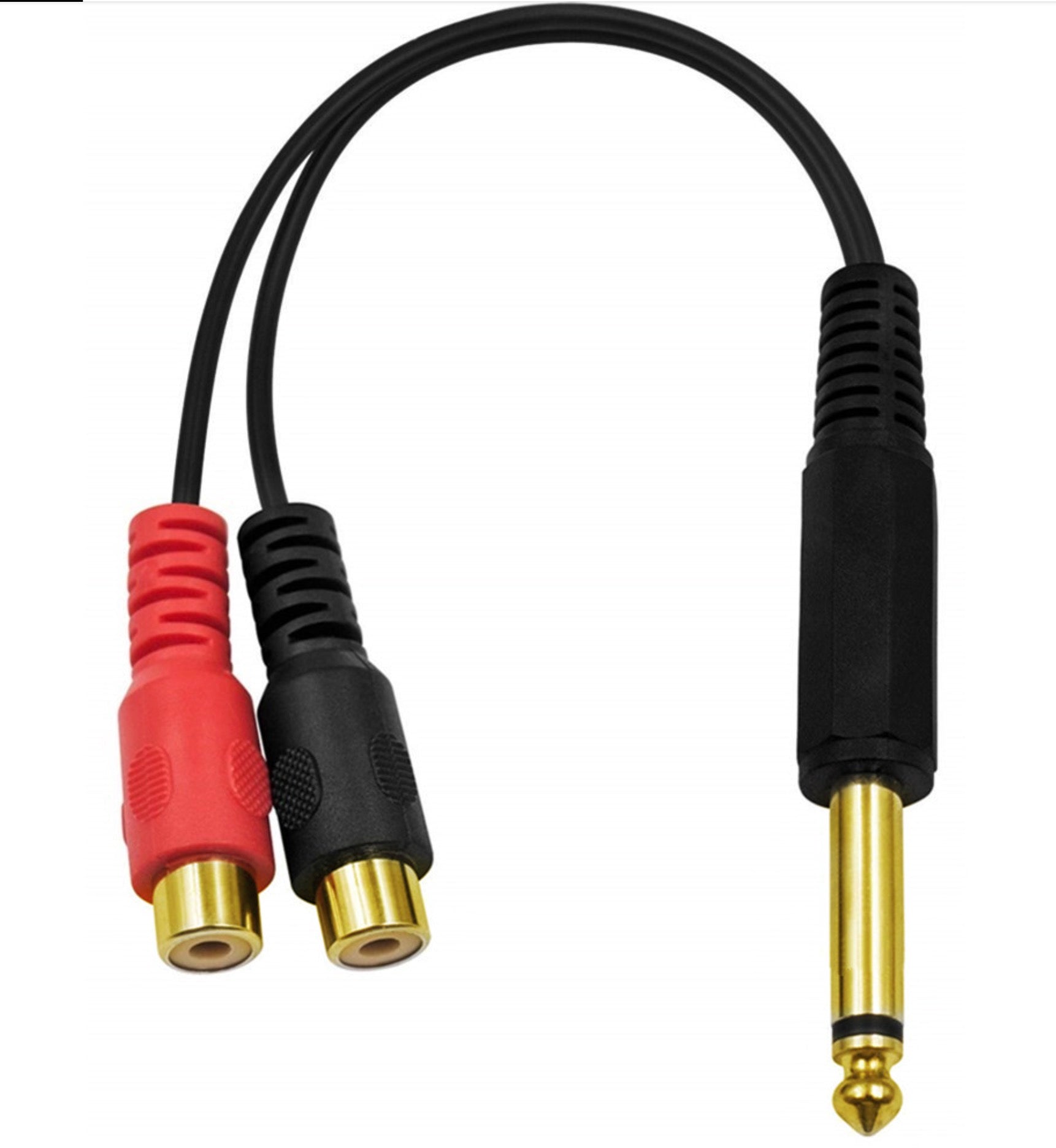 Dual RCA Female to 6.35mm 1/4 inch Male Mono TS Interconnect Audio Y Splitter Cable 0.2m