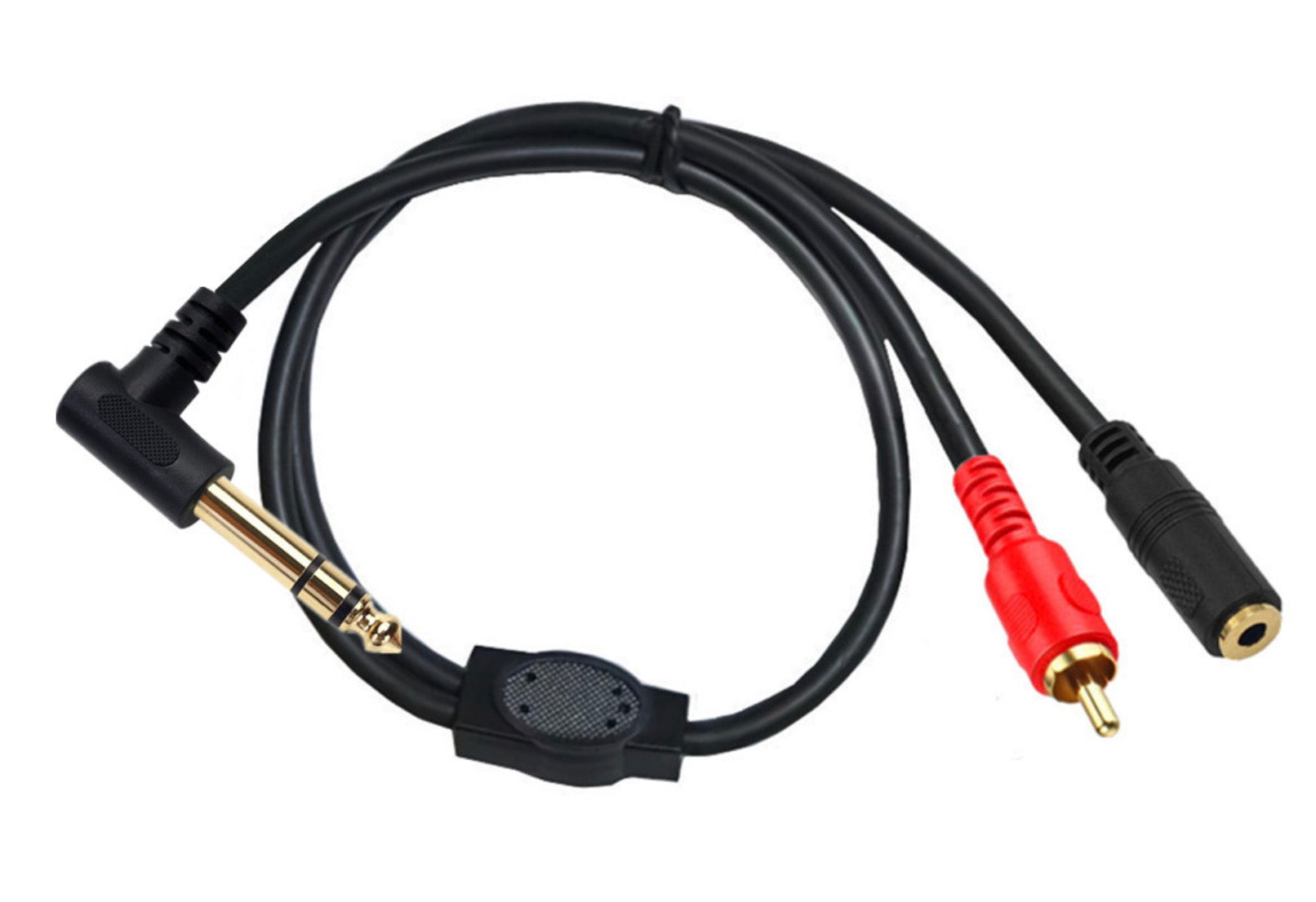 6.35mm 1/4" TRS Male to RCA Male + 3.5mm Female Stereo Audio Extension Cable 0.5m