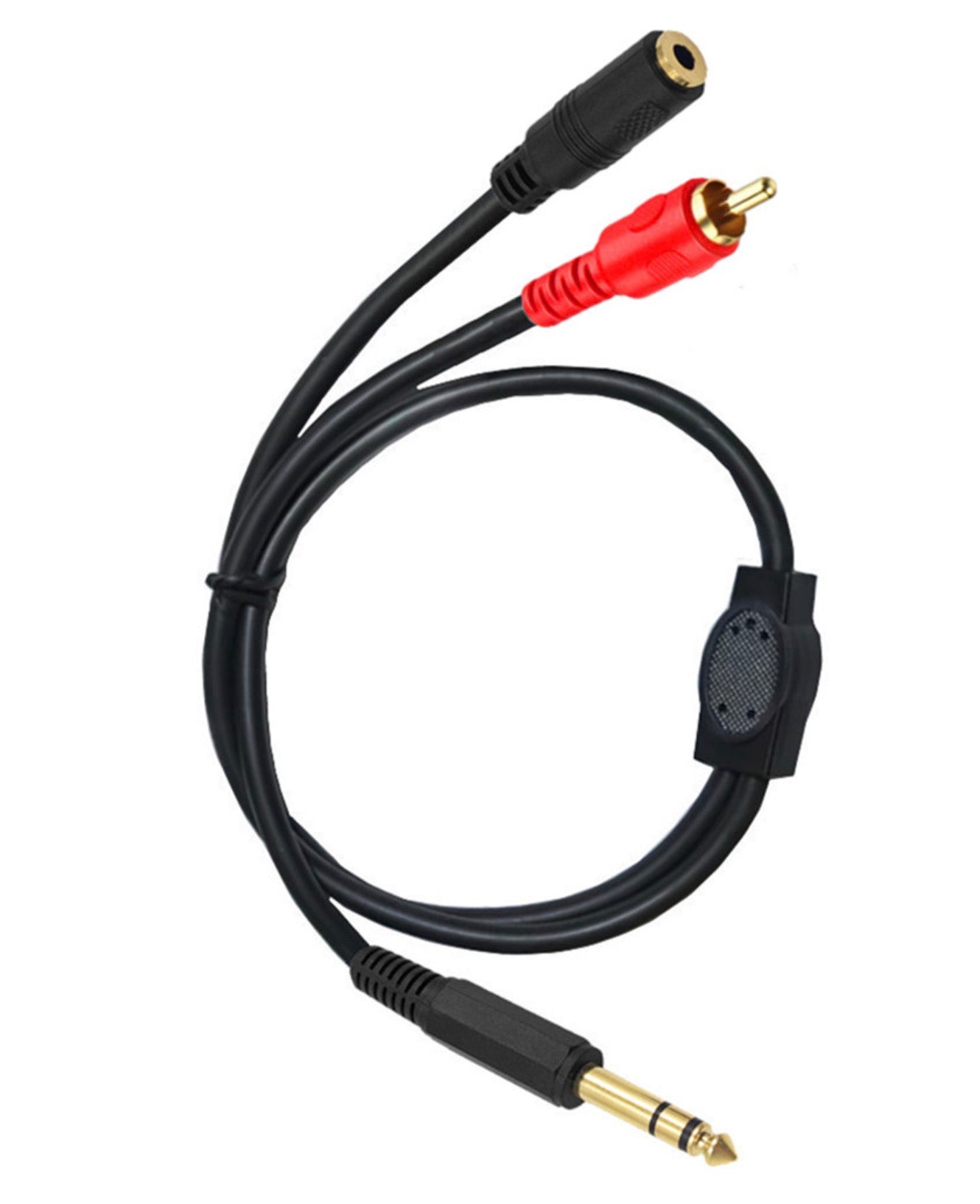 6.35mm 1/4" TRS Male to RCA Male + 3.5mm Female Stereo Audio Extension Cable 0.5m