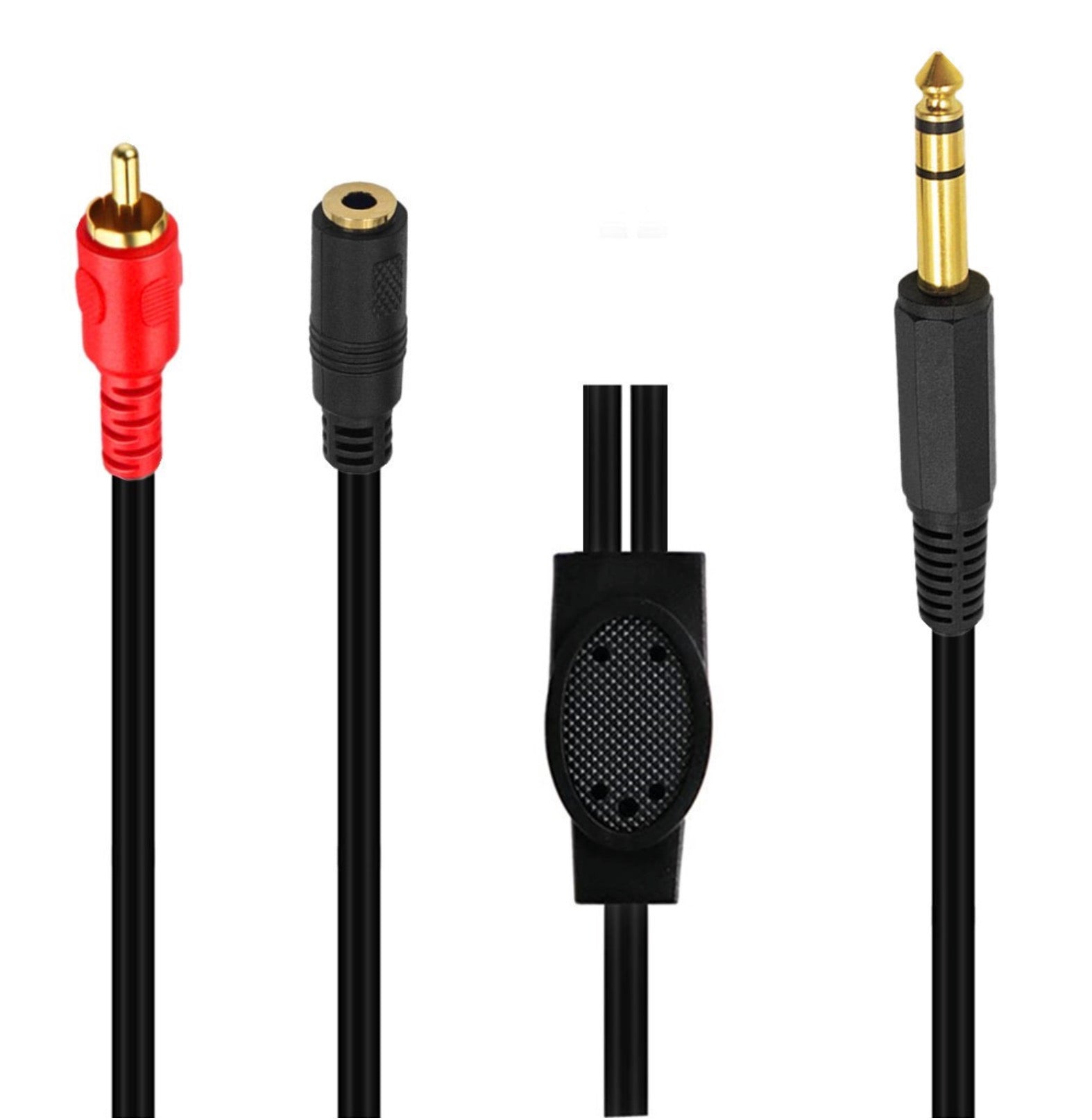 6.35mm 1/4" TRS Male to RCA Male + 3.5mm Female Stereo Audio Extension Cable 0.5m