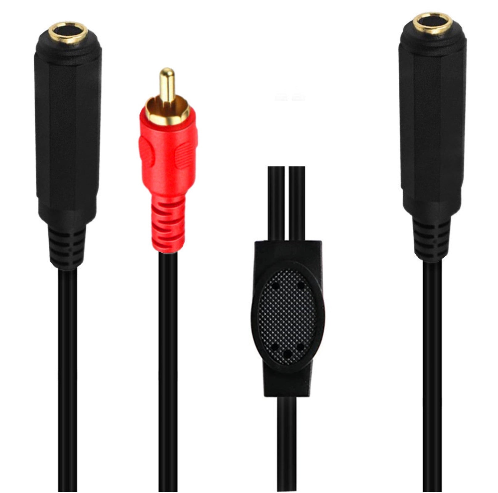 6.35mm Female to 6.35mm Female + RCA Male Stereo Headphone Guitar Extension Cable 0.5m