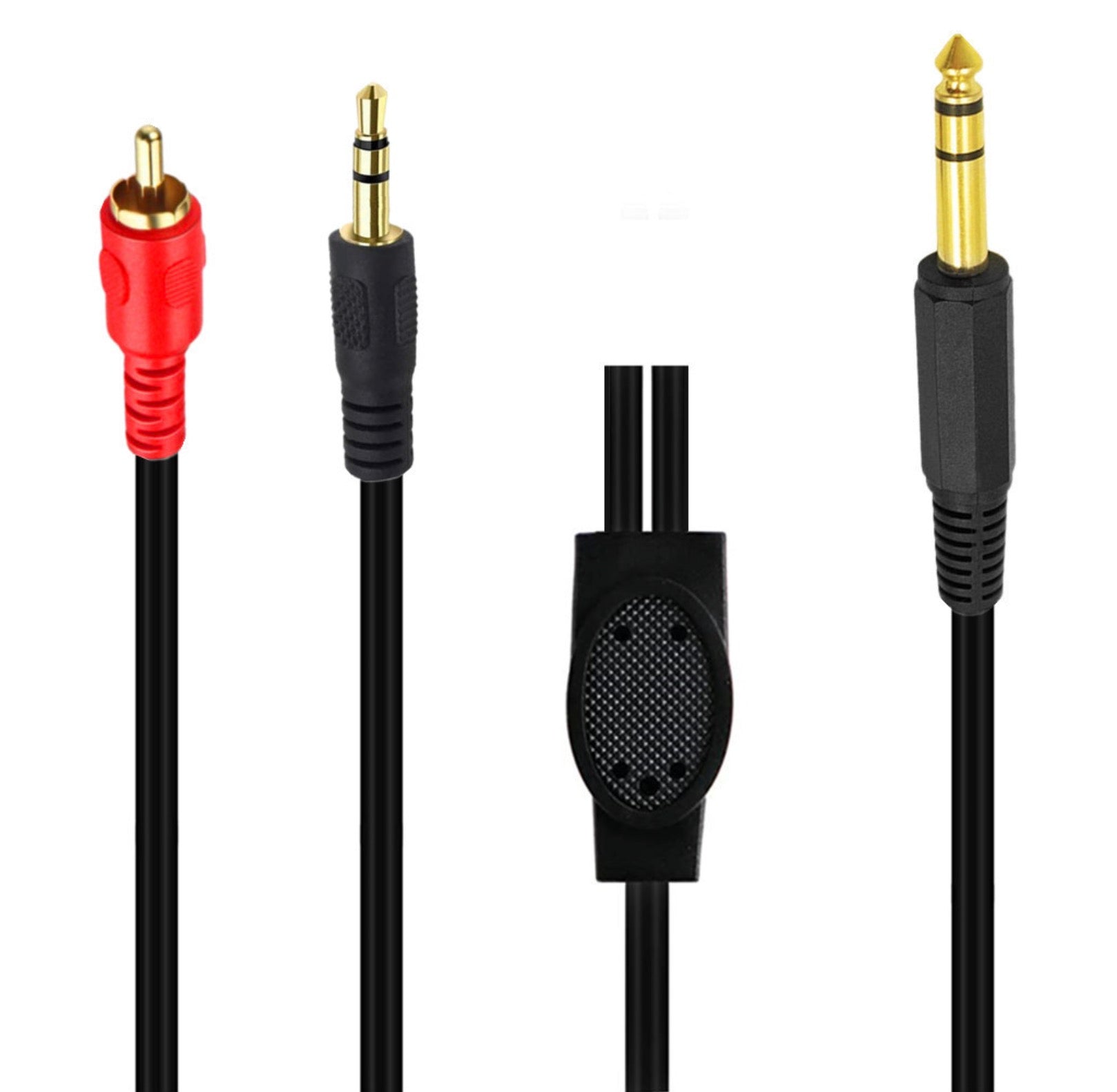 6.35mm 1/4" Male TRS to 3.5mm 1/8" Male + RCA Male Stereo Audio Cable 0.5m