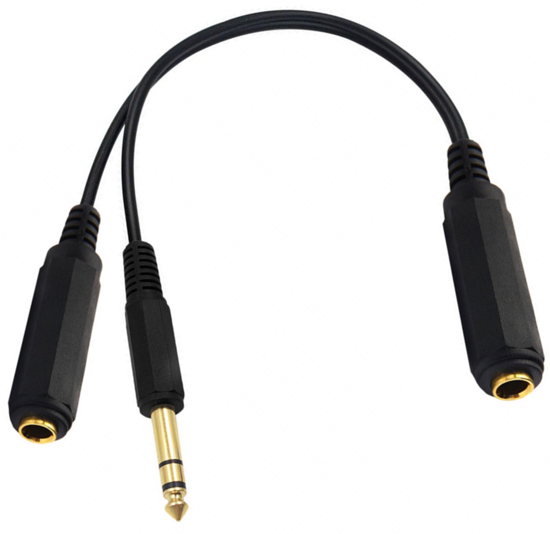 6.35mm 1/4" TRS Stereo Female to 6.35mm 1/4" TRS Stereo Female + 6.35mm Male Y Splitter Cable 0.2m