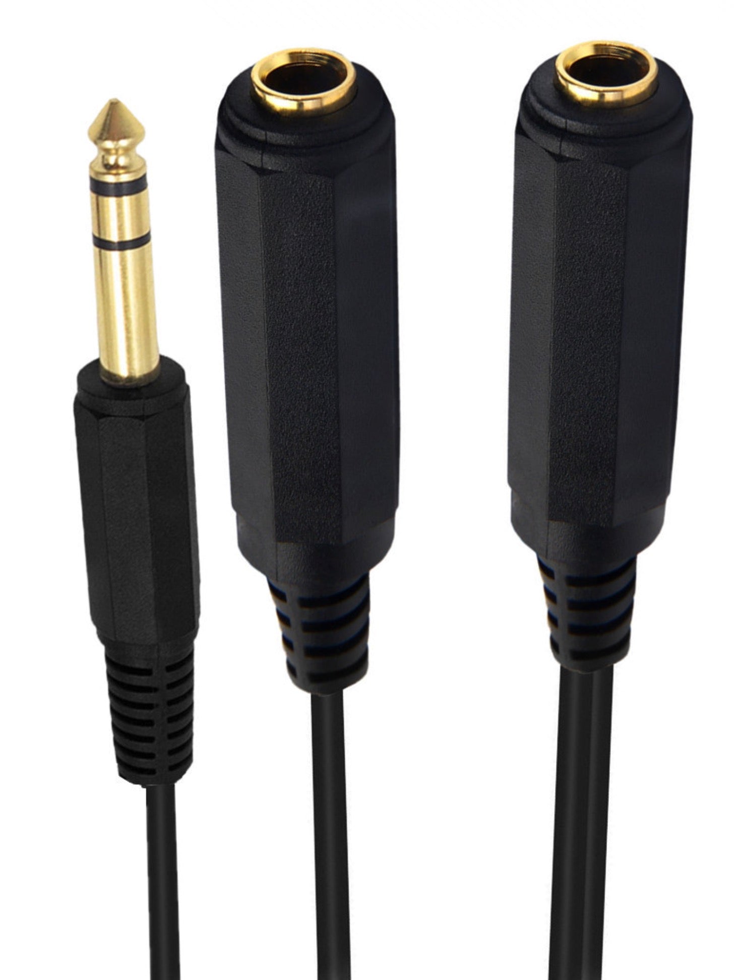 6.35mm 1/4" TRS Stereo Female to 6.35mm 1/4" TRS Stereo Female + 6.35mm Male Y Splitter Cable 0.2m