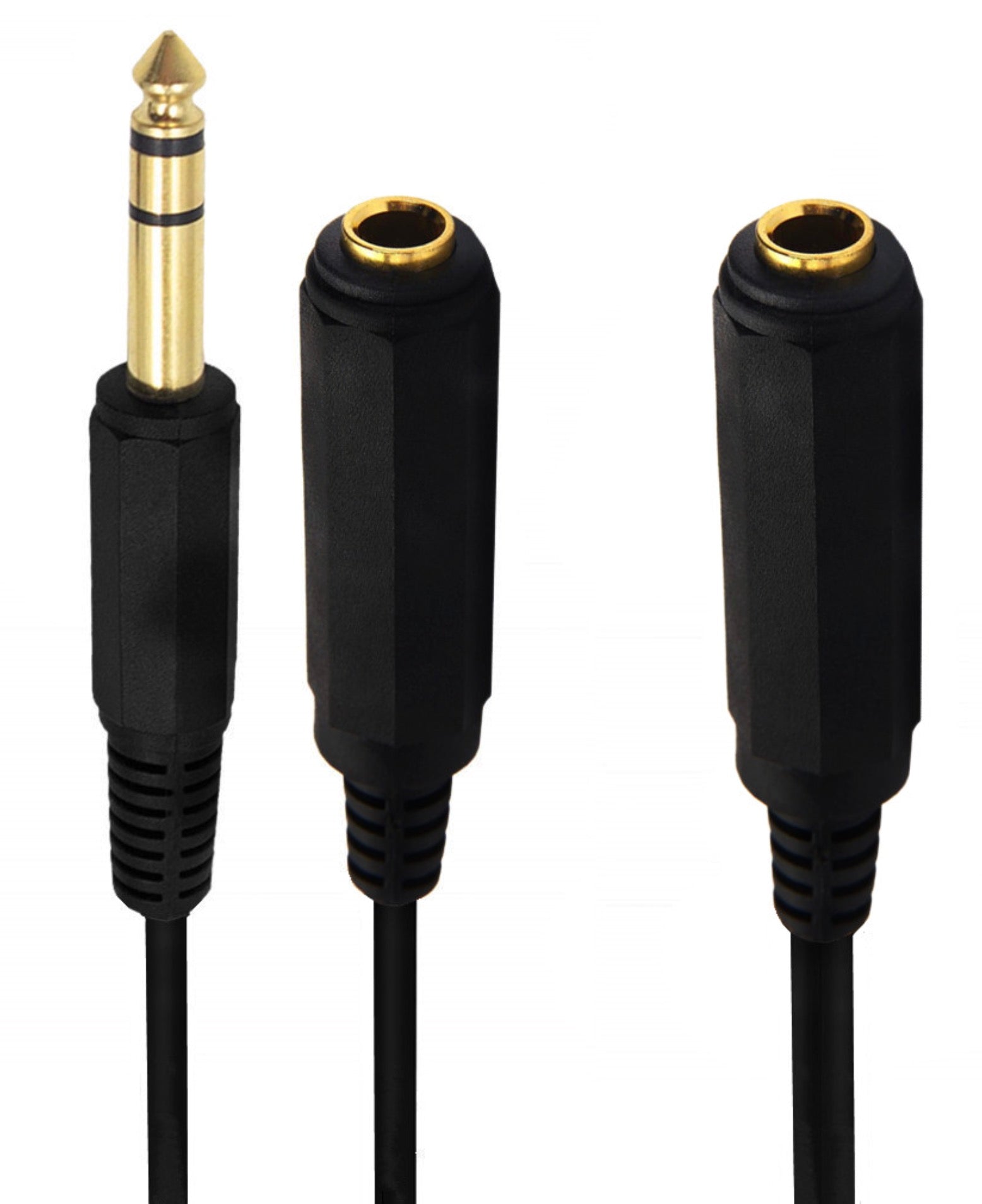 6.35mm 1/4" TRS Stereo Female to 6.35mm 1/4" TRS Stereo Female + 6.35mm Male Y Splitter Cable 0.2m
