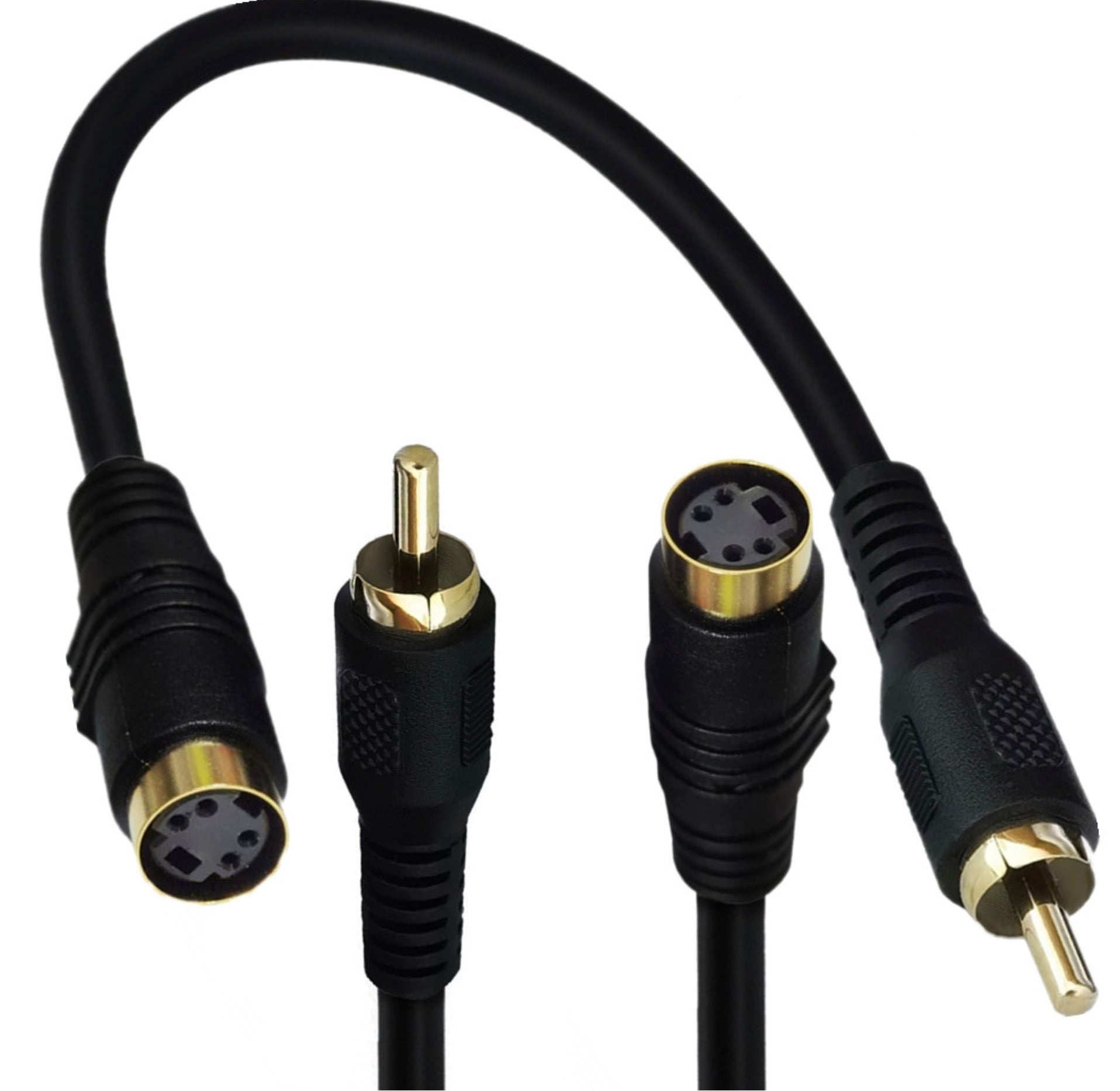 4 Pin Mini Din Female to RCA Male Audio Video Conversion Cable 0.15m