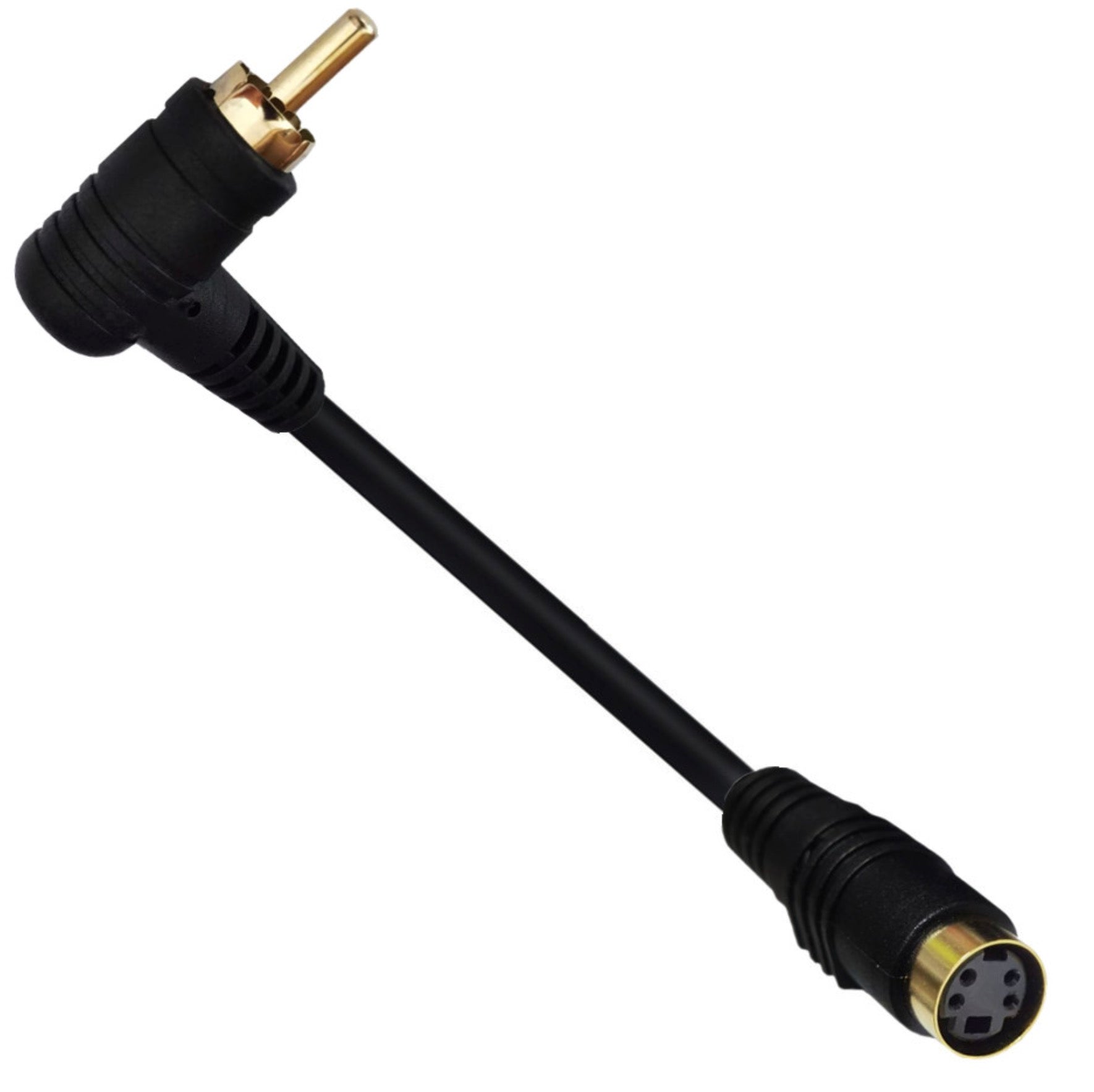 4 Pin Mini Din Female to RCA Angled Male Audio Video Conversion Cable 0.15m