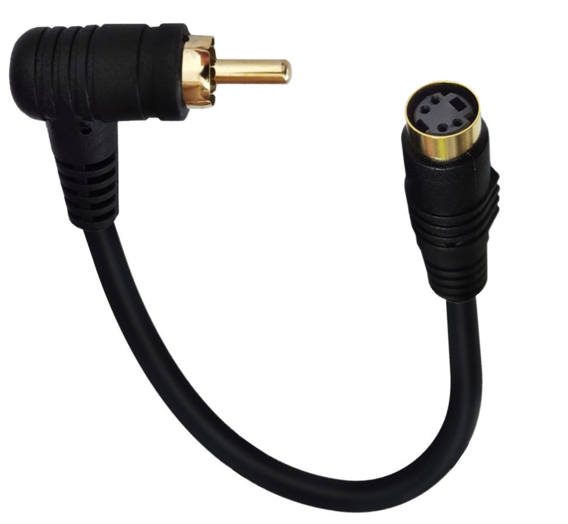 4 Pin Mini Din Female to RCA Angled Male Audio Video Conversion Cable 0.15m