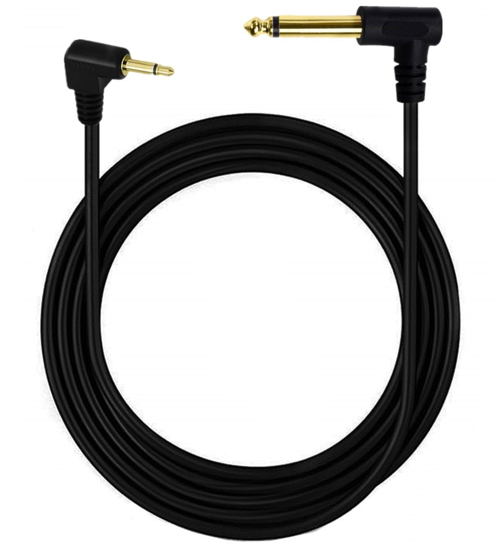 6.35mm 1/4" Mono Male to 3.5mm 1/8" TS Mono Male Angled Audio Cable 1.8m