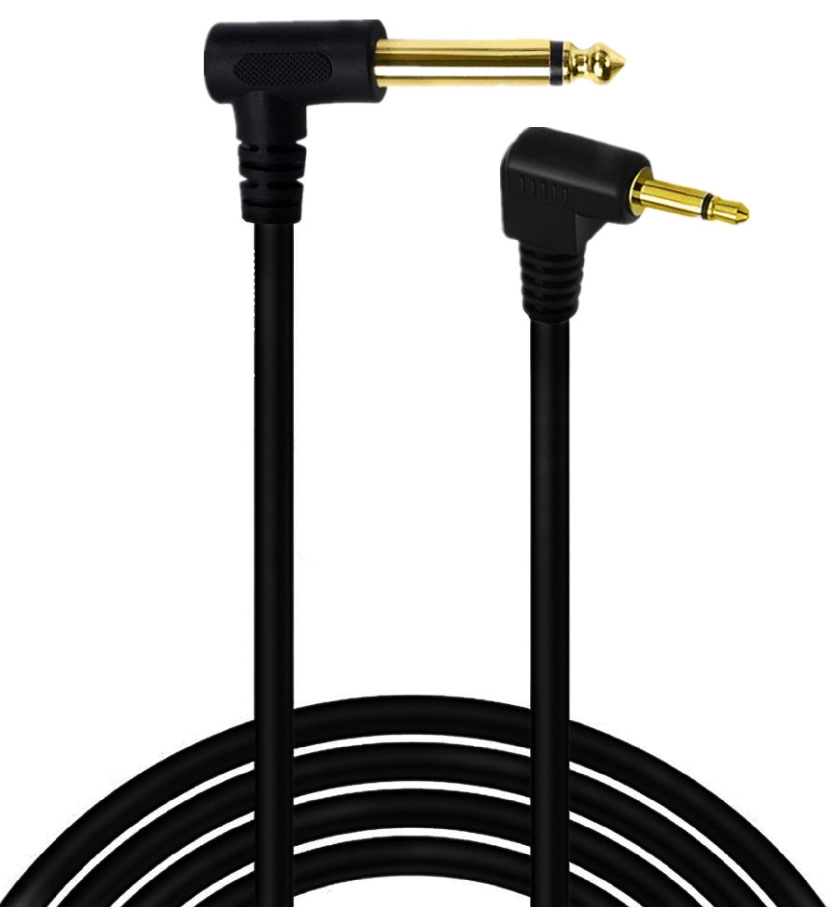 6.35mm 1/4" Mono Male to 3.5mm 1/8" TS Mono Male Angled Audio Cable 1.8m