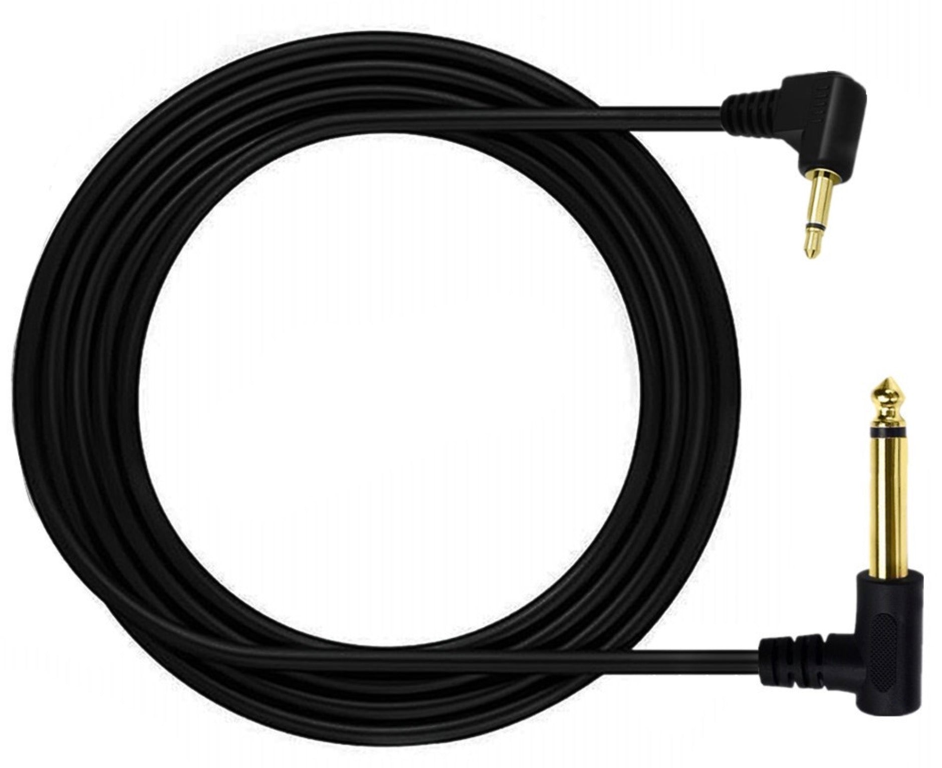 6.35mm 1/4" Mono Male to 3.5mm 1/8" TS Mono Male Angled Audio Cable 1.8m