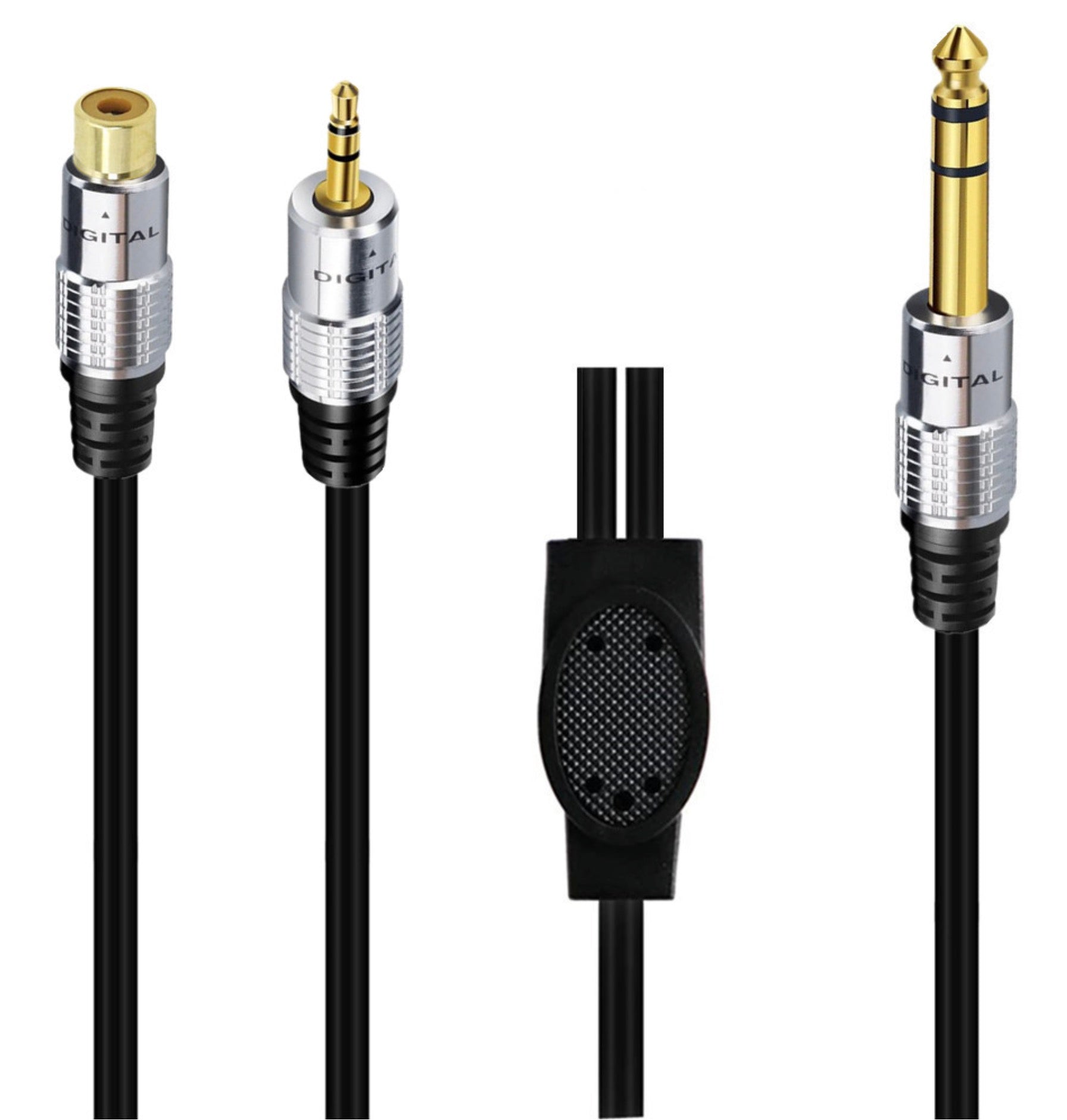 6.35mm Male to RCA Female + 3.5mm Male Y Audio Extension Cable 0.5m