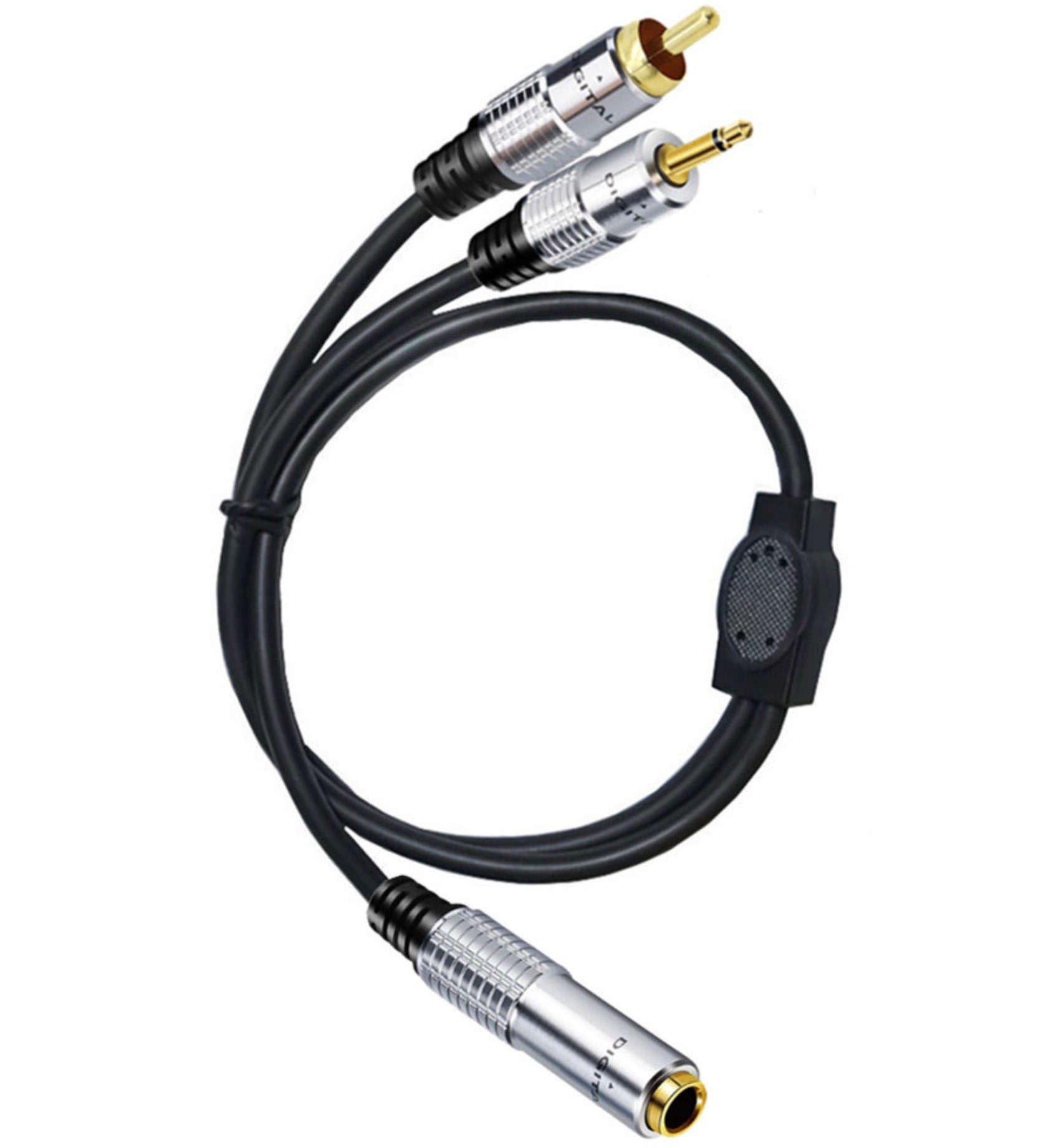6.35mm Female to RCA Male + 3.5mm Mono Male Y Audio Extension Cable 0.5m