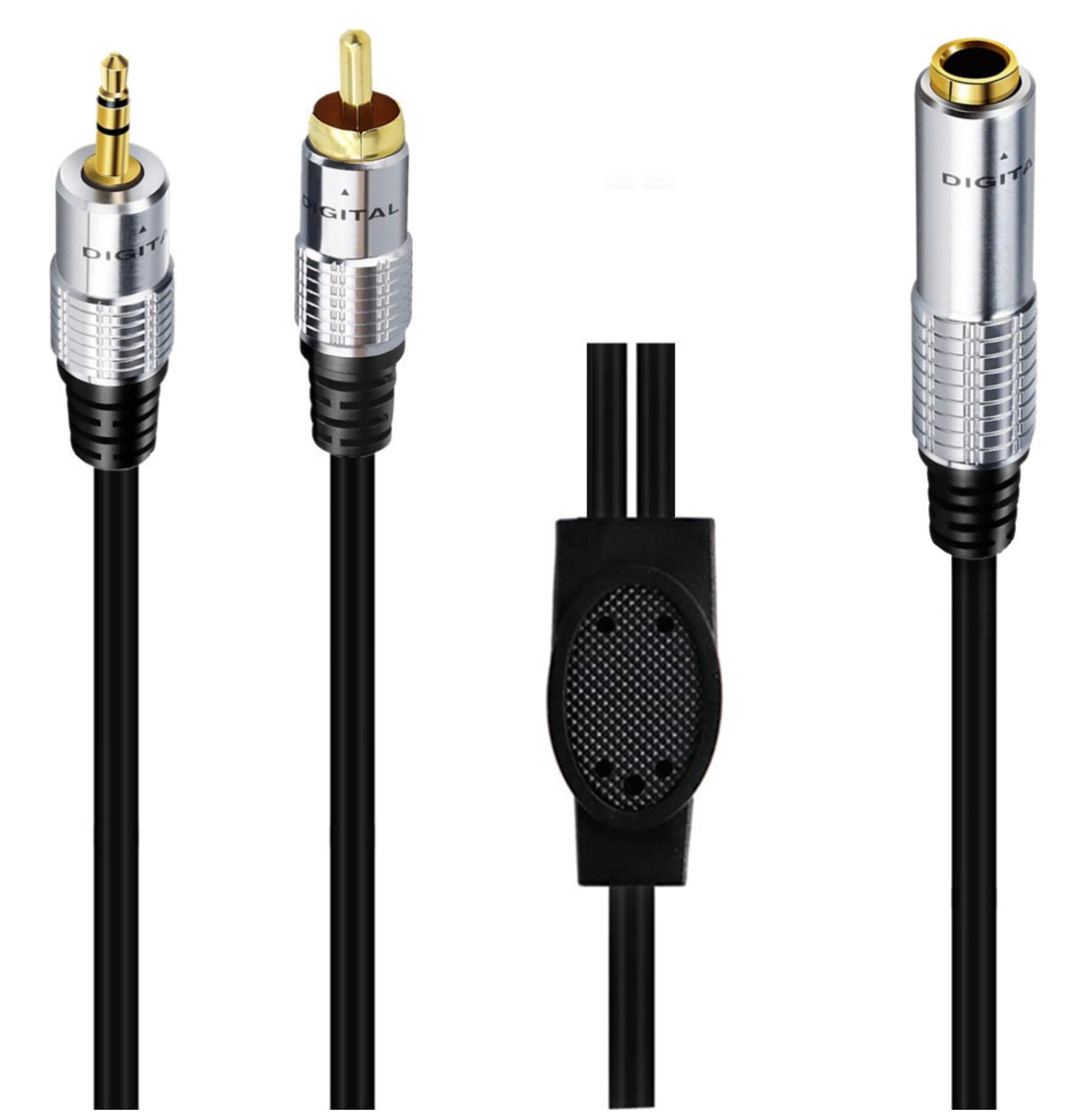 6.35mm Female to RCA Male + 3.5mm Male Y Audio Extension Cable 0.5m