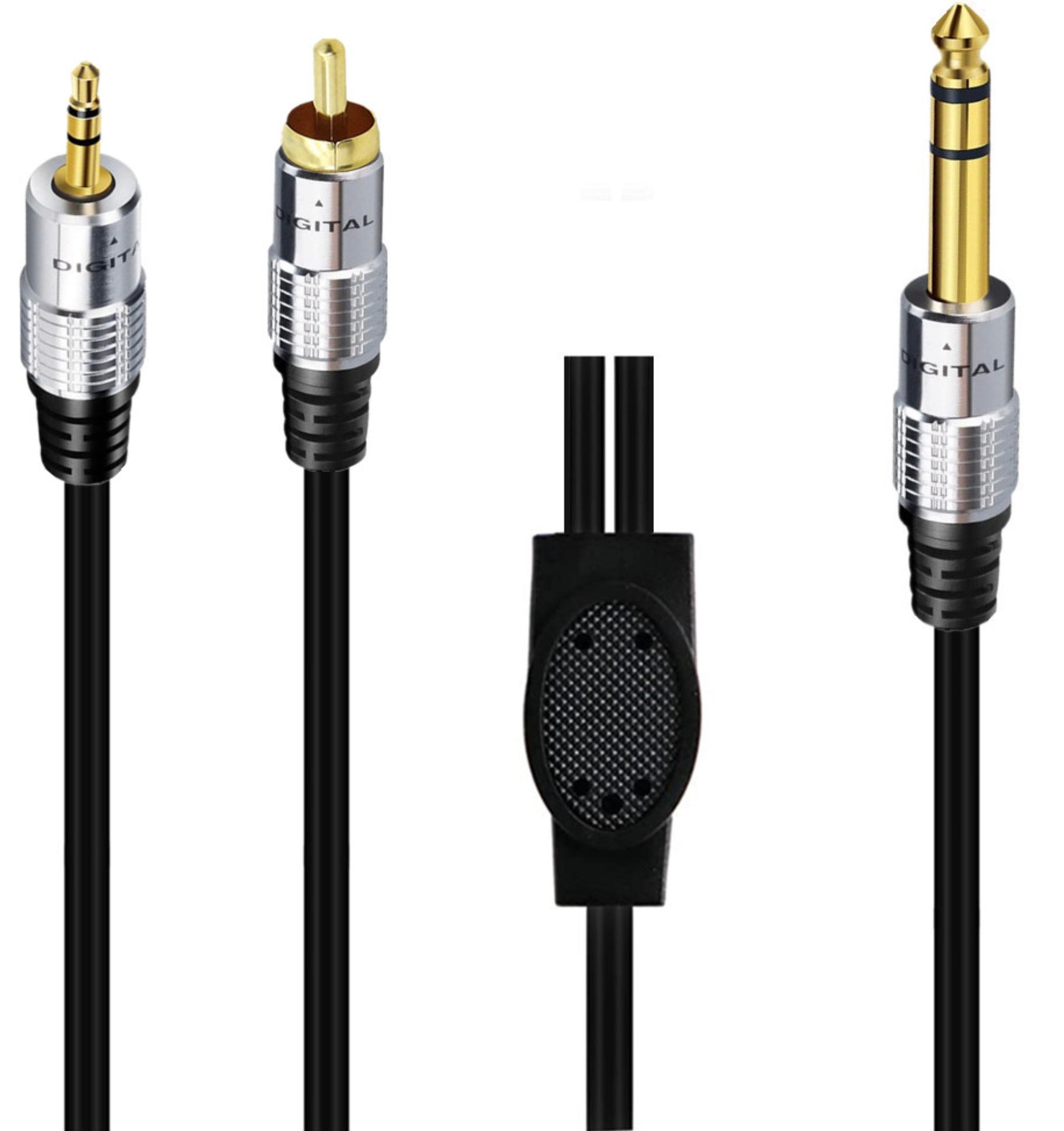 6.35mm Male to RCA Male + 3.5mm Male Y Audio Extension Cable 0.5m