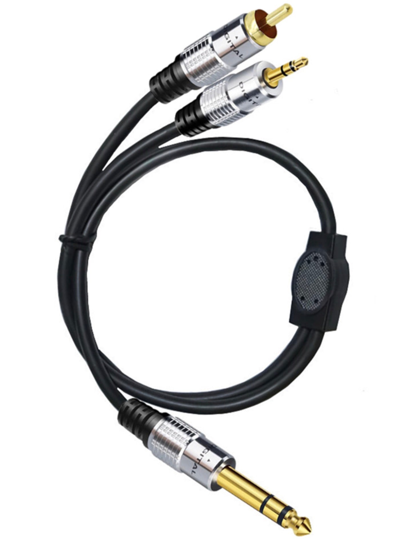 6.35mm Male to RCA Male + 3.5mm Male Y Audio Extension Cable 0.5m