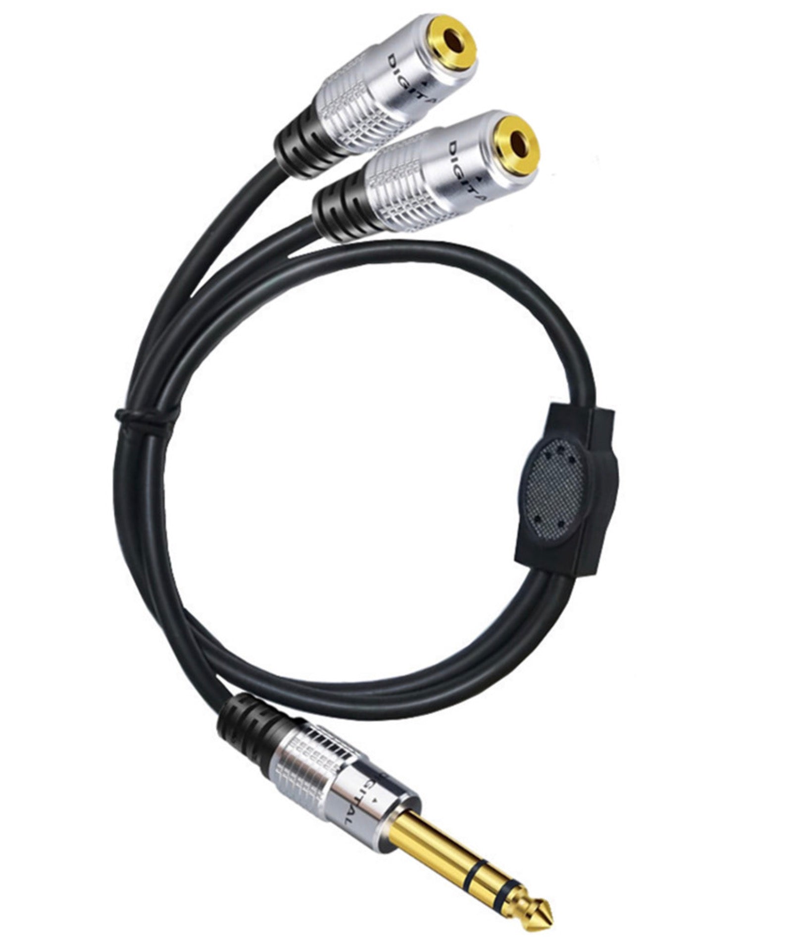 6.35mm Male to Dual 3.5mm 1/4" inch Female Stereo Headphone Guitar Extension Cable 0.5m