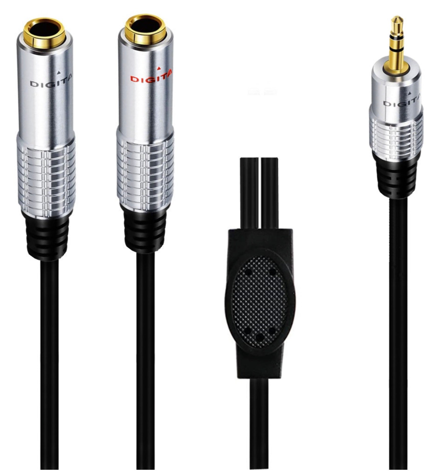 3.5mm 1/4" inch Male to Dual 6.35mm Female Stereo Left / Right Channel Cable 0.5m