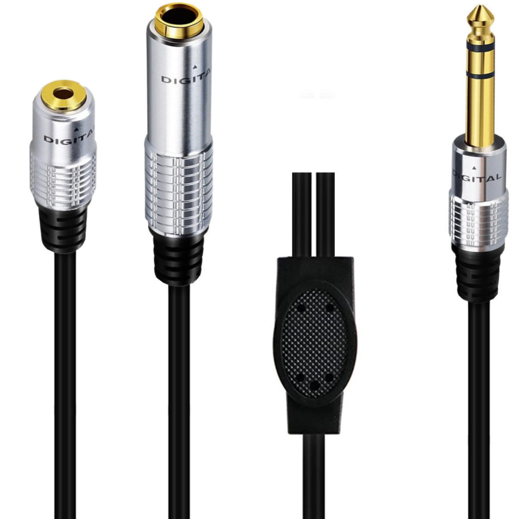 6.35mm TRS Male to 3.5mm 1/4" inch Female + 6.35mm Female Stereo Headphone Guitar Extension Cable 0.5m