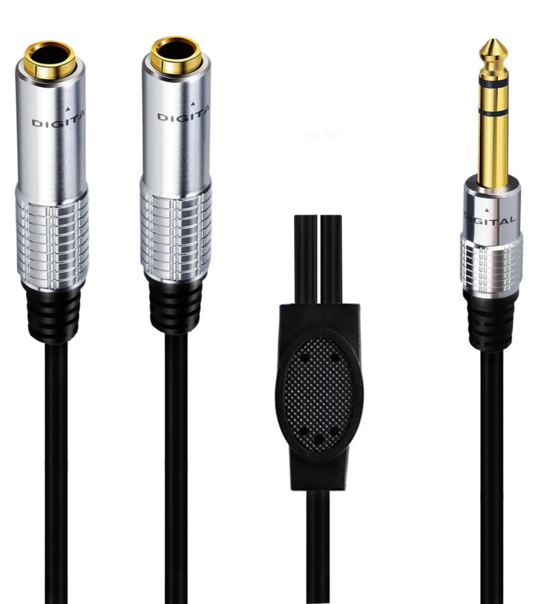6.35mm 1/4 inch TRS Male to Dual 6.35mm Female Splitter Audio Stereo Cable 0.5m