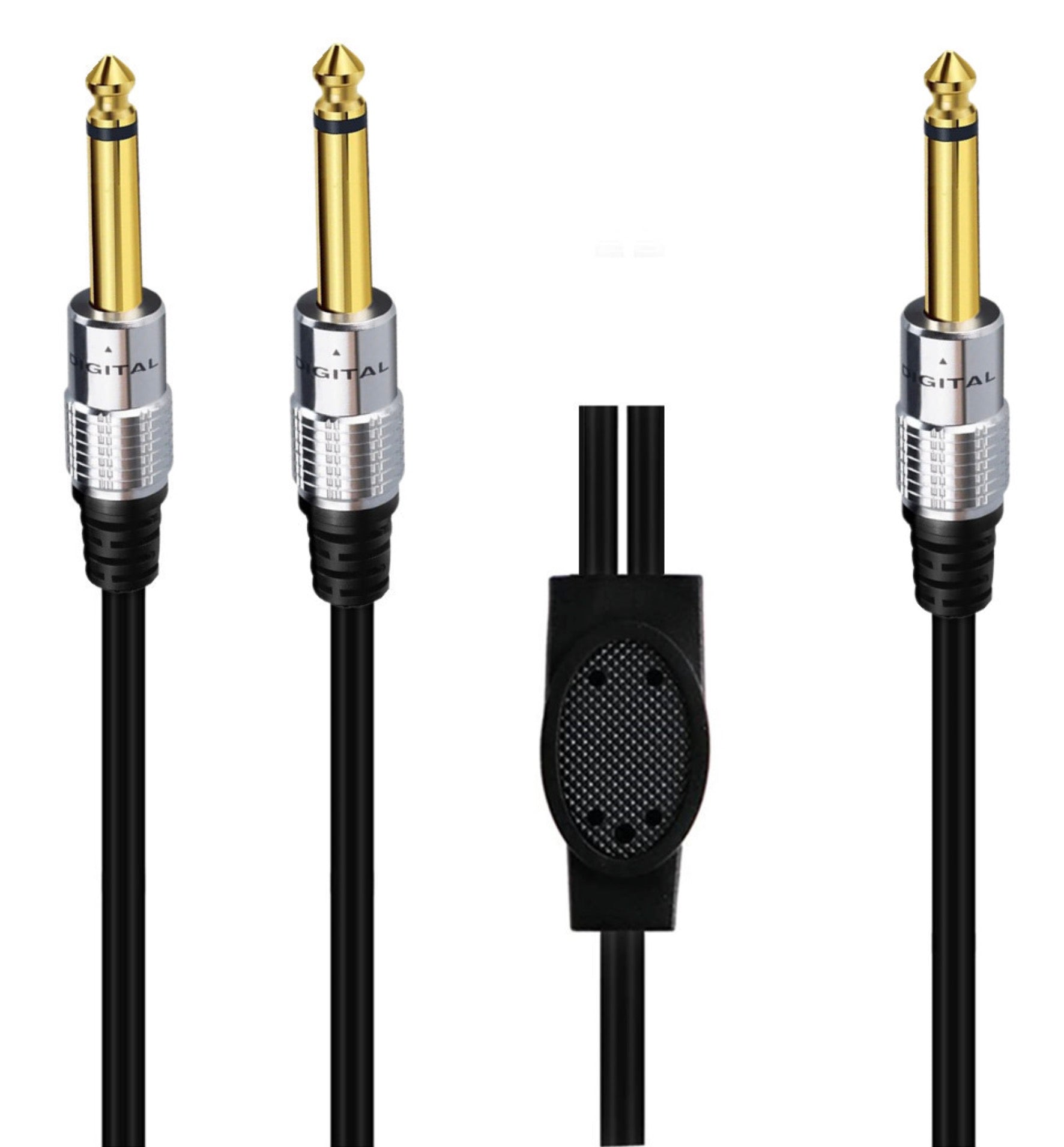 6.35mm TS Male to 2 x TS 6.35mm 1/4" Male Plug Stereo Audio Speaker Y Splitter Cable 0.5m