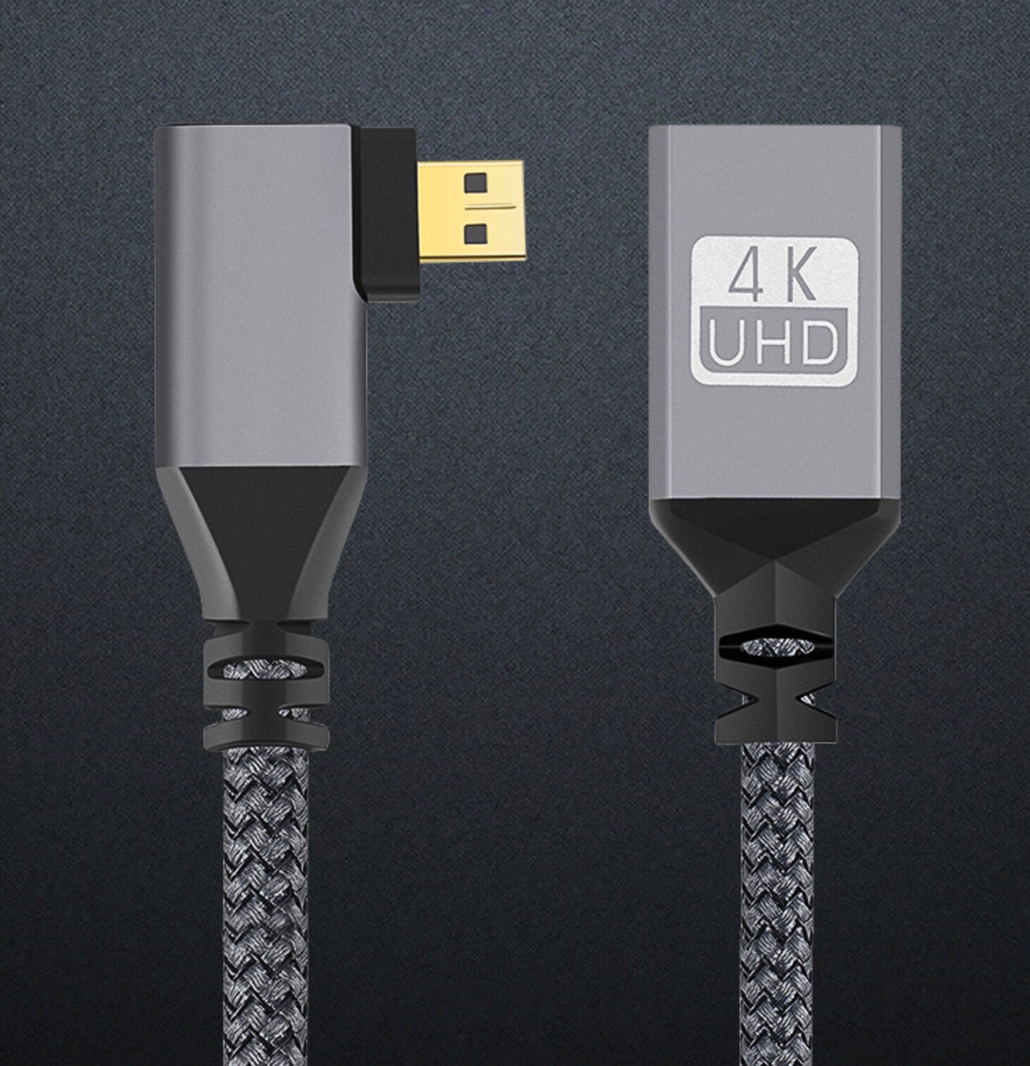 Micro HDMI Male to Standard 1.4 HDMI-A Type Female Braided Cable 4K 0.2m