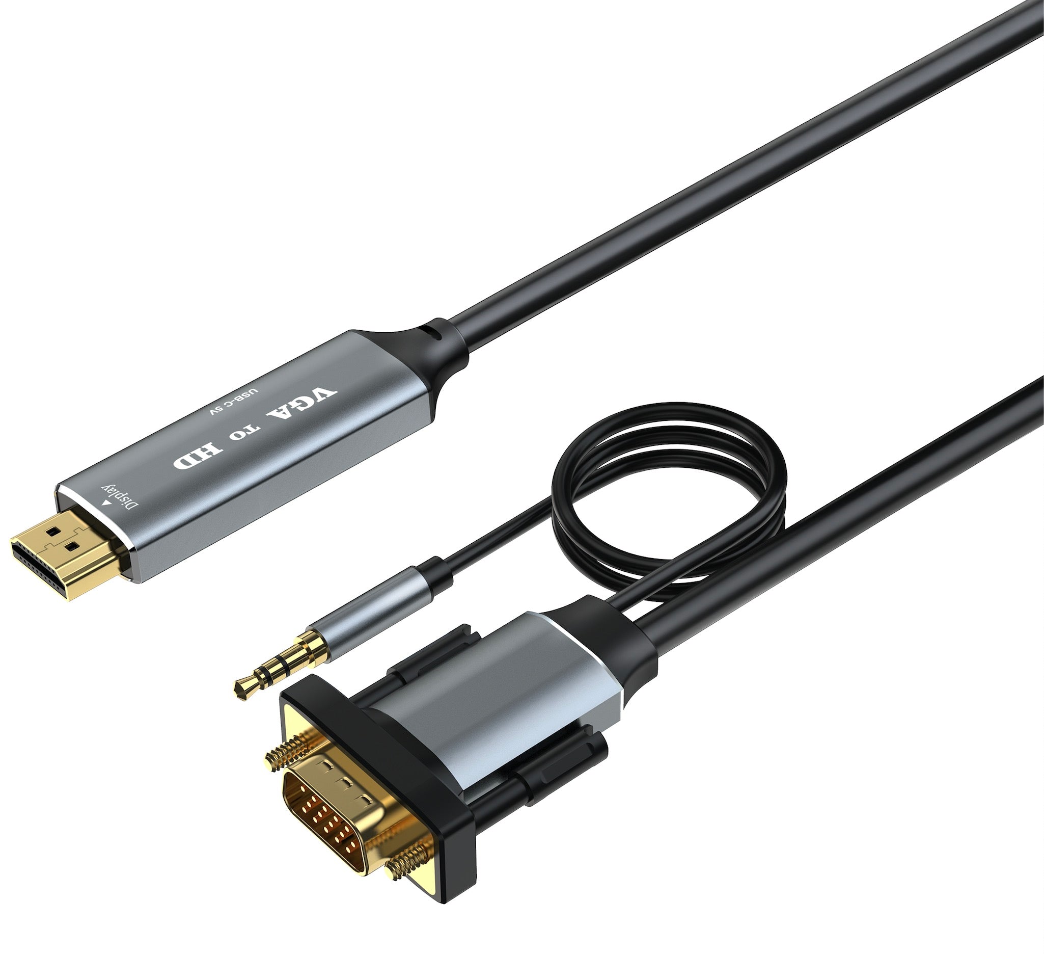 VGA to HDMI ( 3.5mm Audio & USB C Power) Cable 1.8m