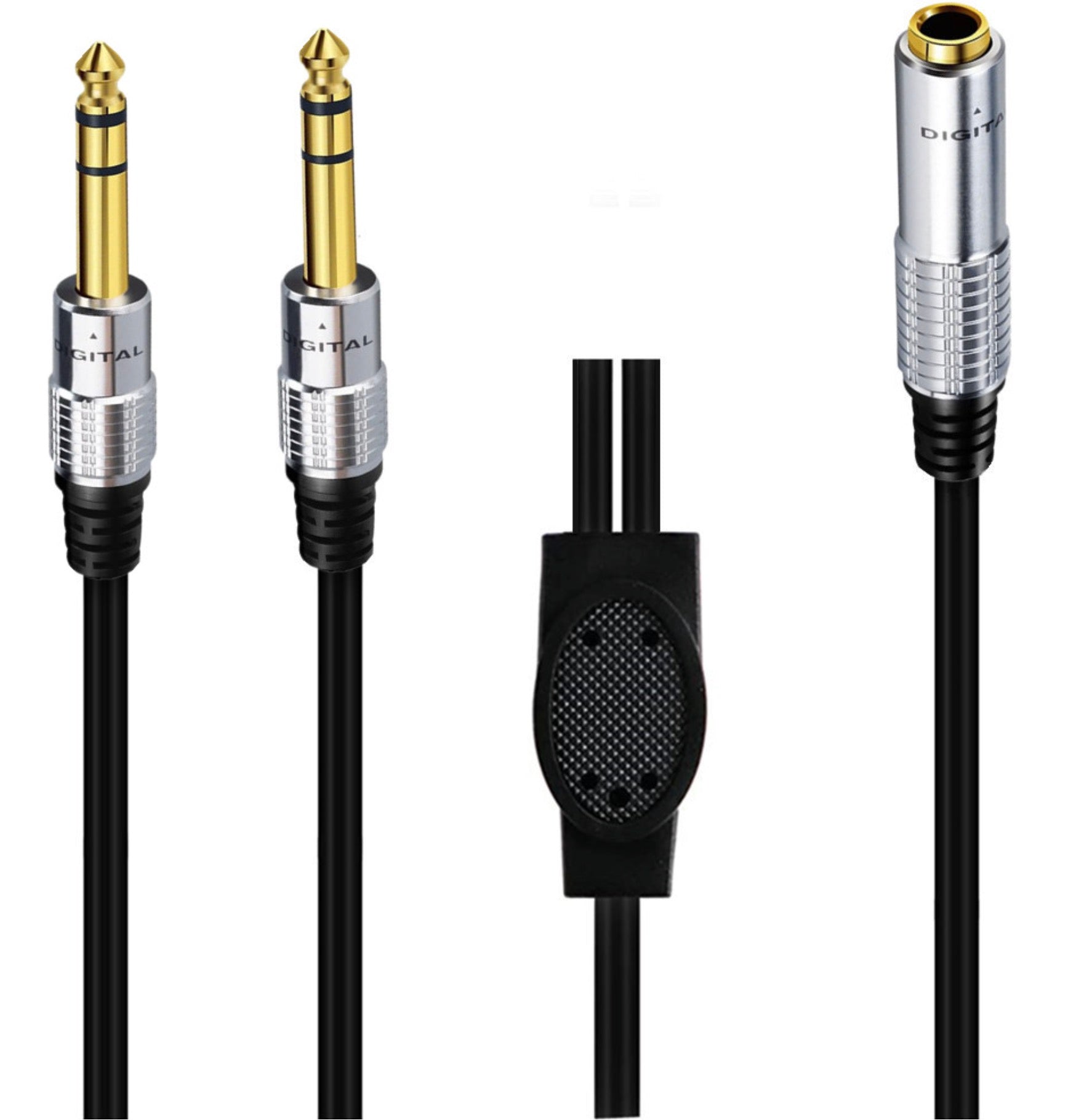 6.35mm Female to Dual 6.35mm 1/4" Male Stereo Audio Speaker Y Splitter Cable 0.5m