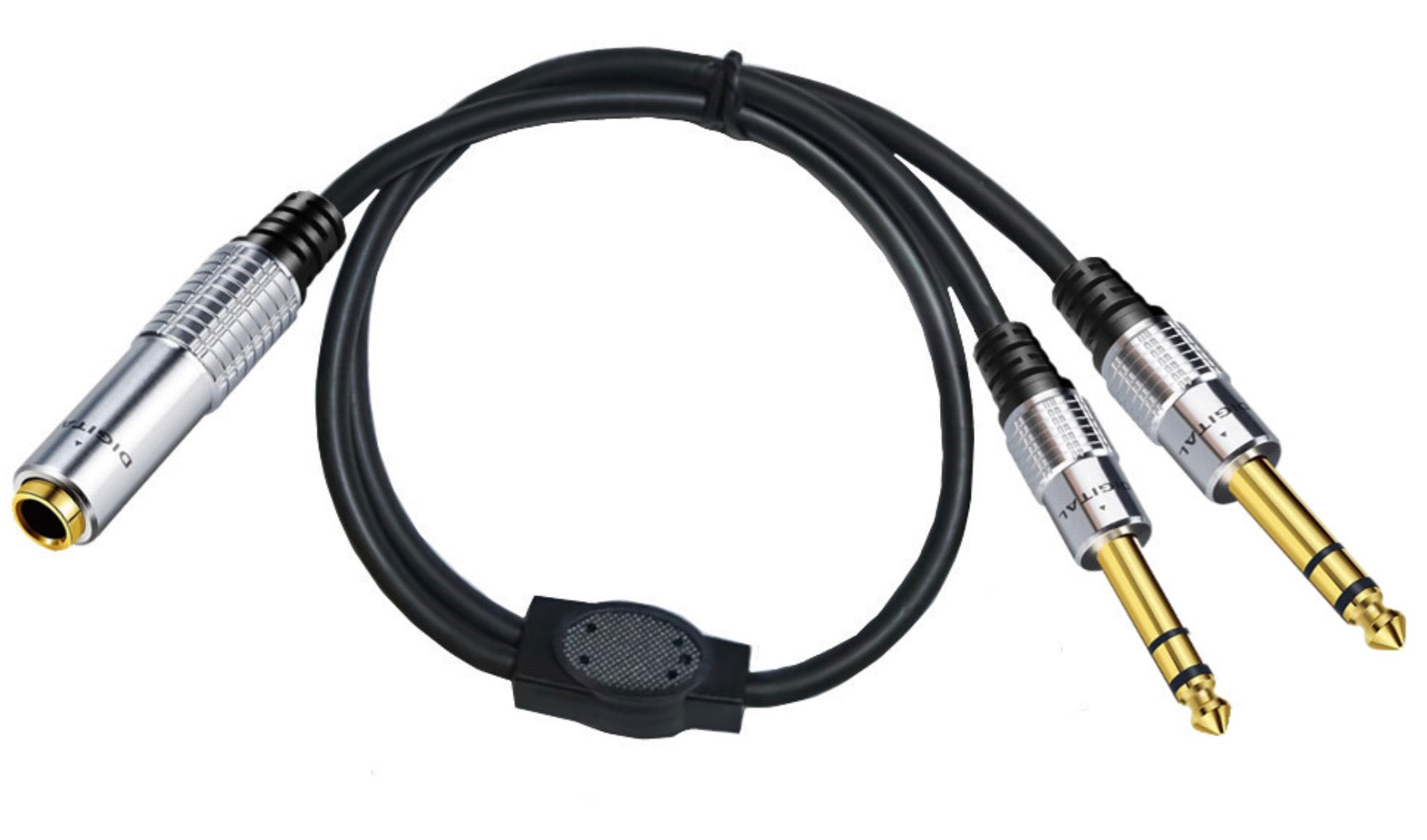 6.35mm Female to Dual 6.35mm 1/4" Male Stereo Audio Speaker Y Splitter Cable 0.5m