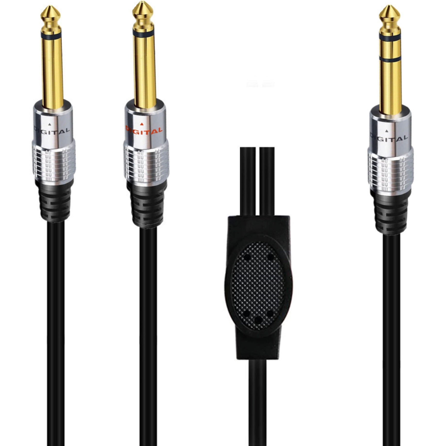 6.35mm Female to Dual 6.35mm Mono Male Stereo Audio Speaker Y Splitter Cable 0.5m