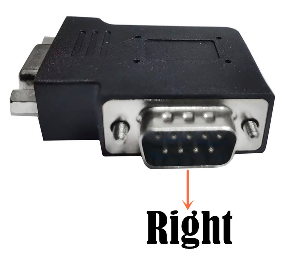 RS232 DB9 Male to Female Left & Right 90 Degree Changer Coupler Adapte