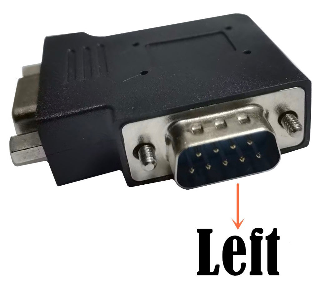 RS232 DB9 Male to Female Left & Right 90 Degree Changer Coupler Adapter