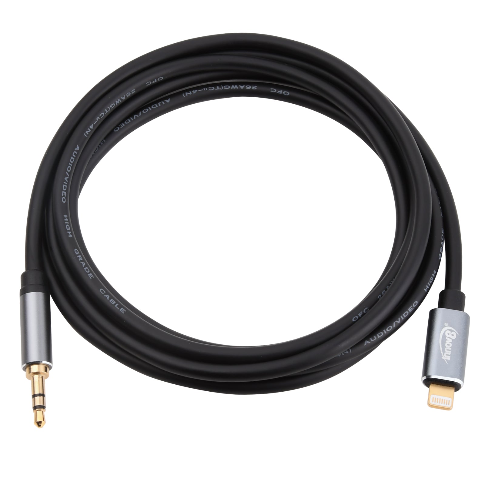 3.5mm to 8 Pin Car Stereo Audio Aux Cable For iPhone iPad 1.8m