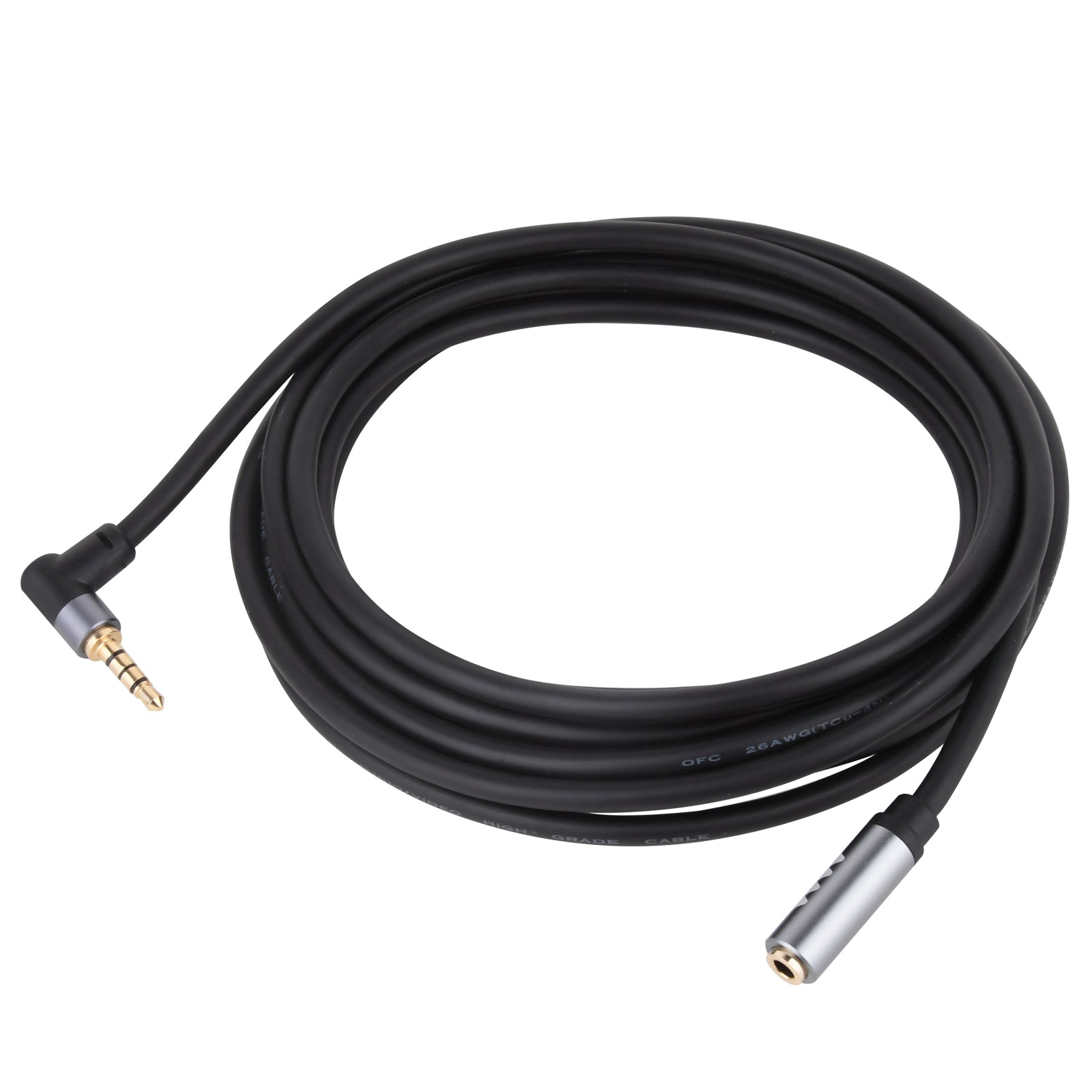 3.5mm Angled Male to Female 4 Pole Aux Extender TRRS Stereo Audio Cable 3m