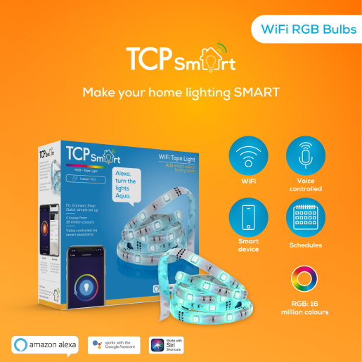 TCP Global Wi-Fi LED Strip light Colour Changing 3 metres IP65