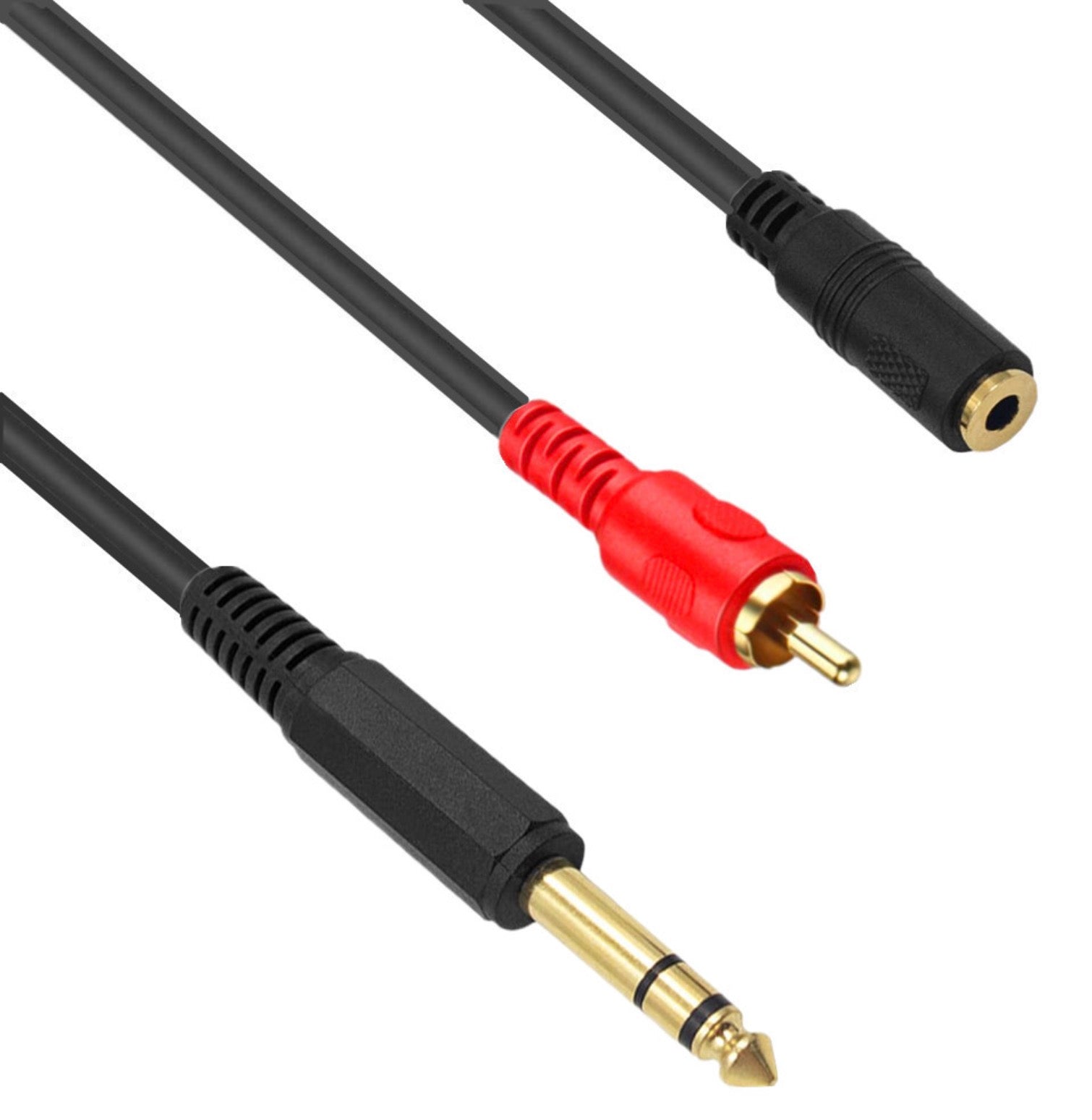 1/4 inch jack to RCA audio adapter cable with 3.5mm female connector