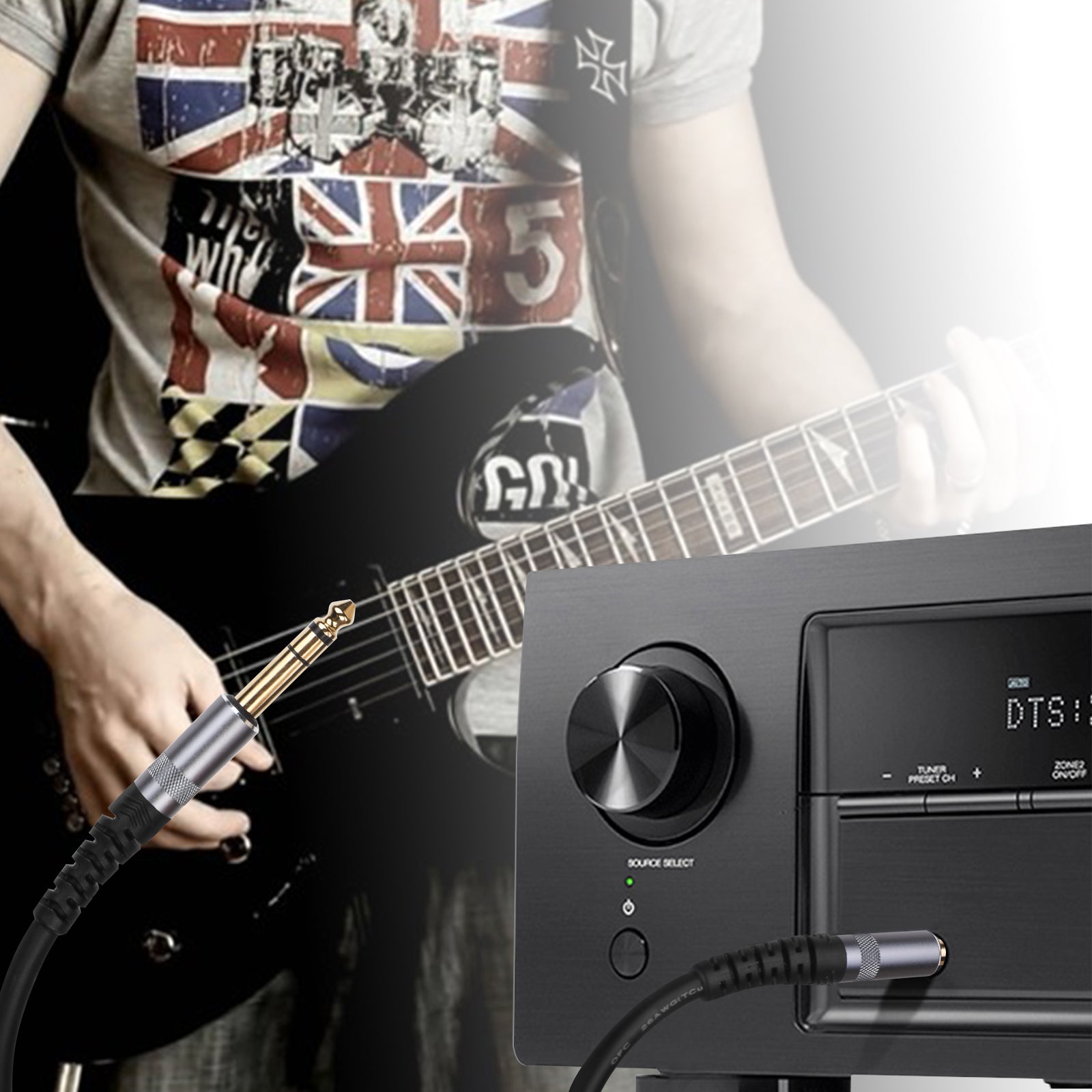 1m 6.35mm TRS male audio lead for mixer  and amplifiers