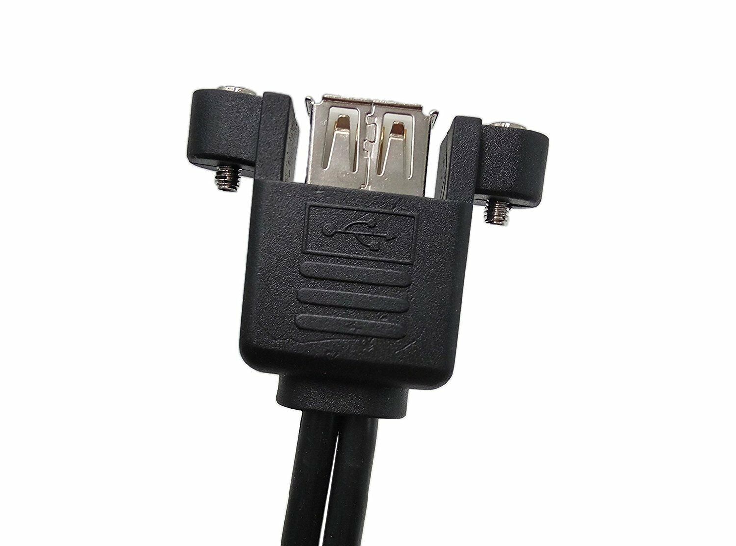 2-port USB Type-A female panel mount bracket with two USB Type-A male lead