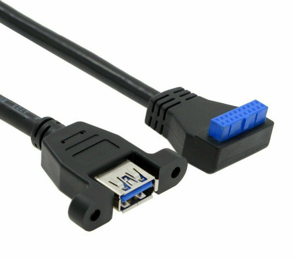 USB-A 3.0 Female Panel Mount to Motherboard 20 Pin Female Header Cable 0.25m