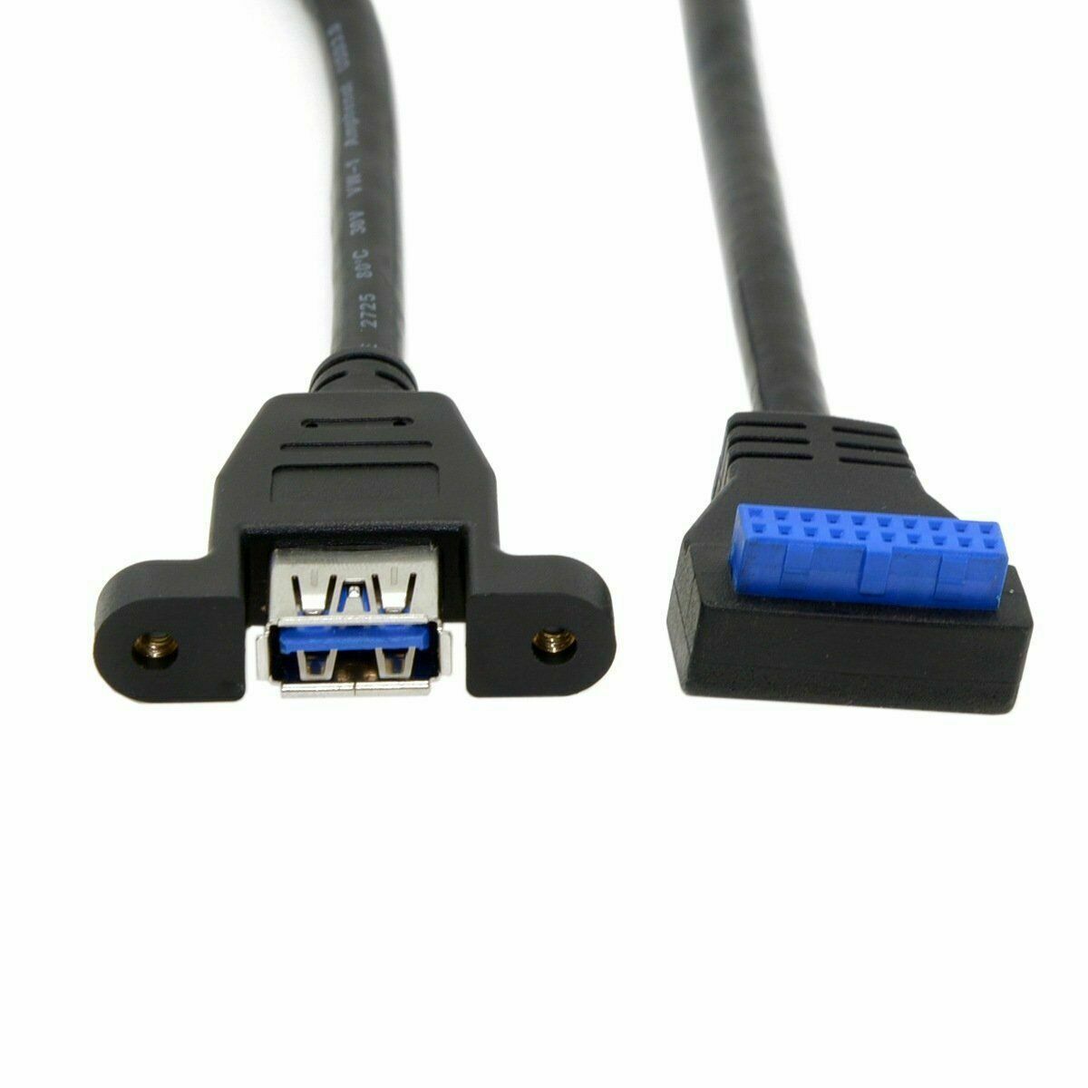 USB-A 3.0 Female Panel Mount to Motherboard 20 Pin Female Header Cable 0.25m