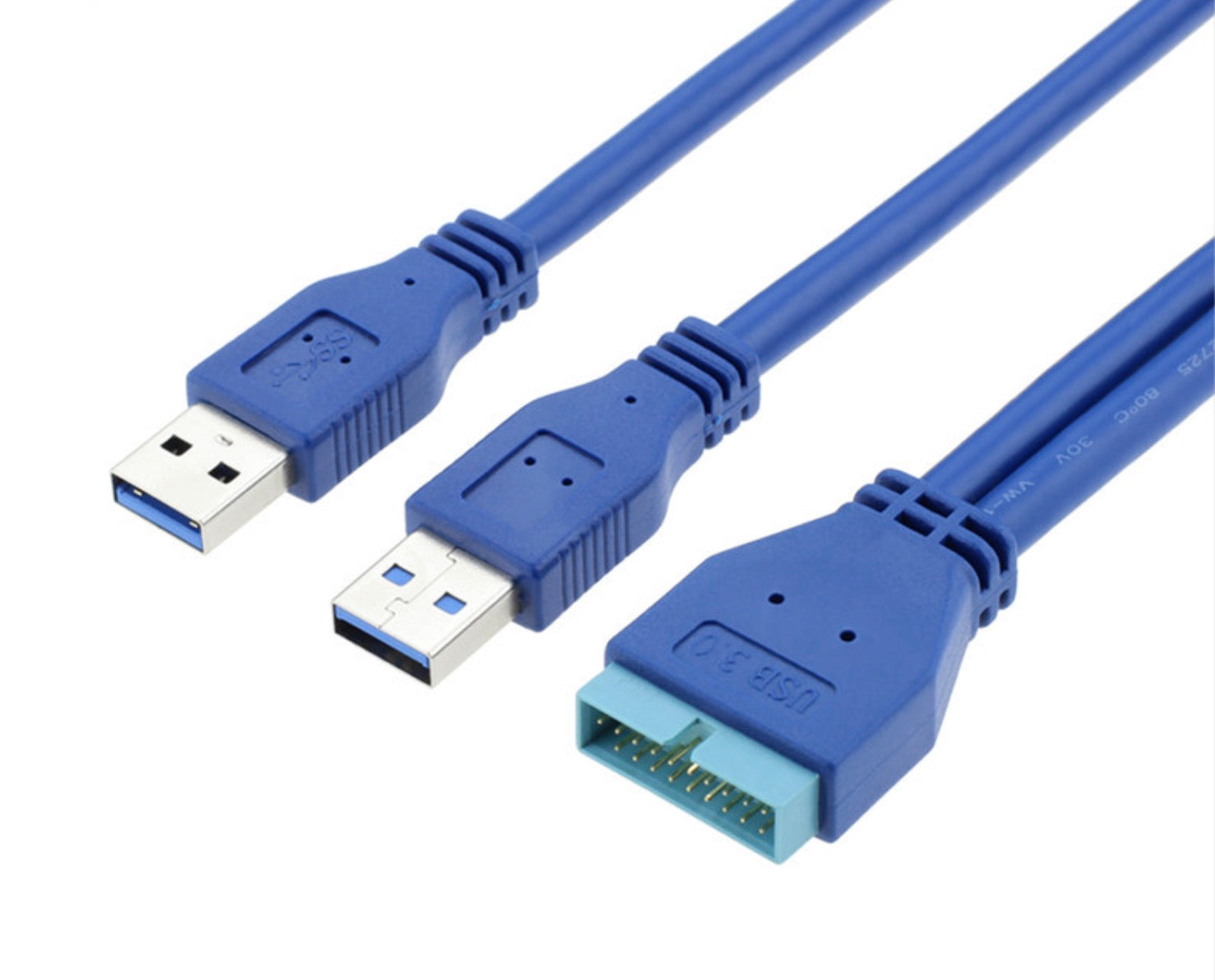 USB 3.0 Dual Type A Male to 20pin Male Motherboard Header Y Splitter Cable