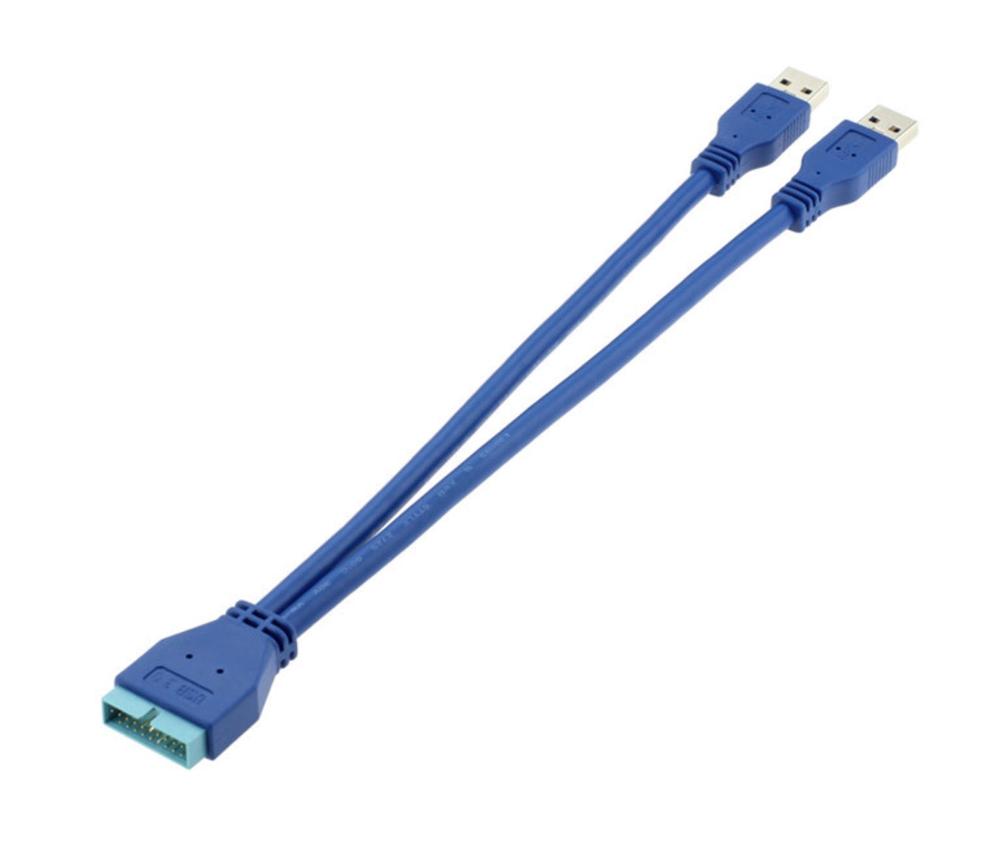 USB 3.0 Dual Type A Male to 20pin Male Motherboard Header Y Splitter Cable