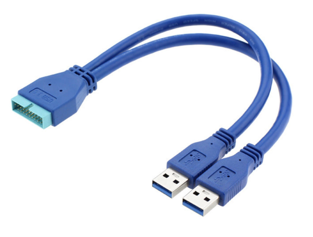 USB 3.0 Dual Type A Male to 20pin Male Motherboard Header Y Splitter Cable