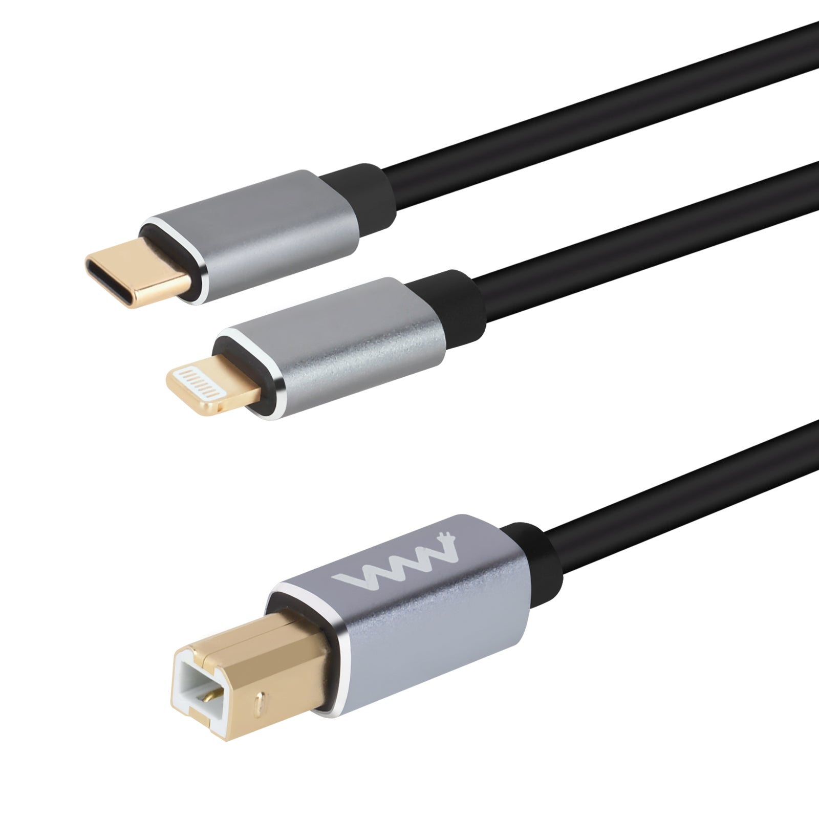 2-in-1 USB-C + 8 Pin to USB 2.0 Type B MIDI / Printer Cable  3m