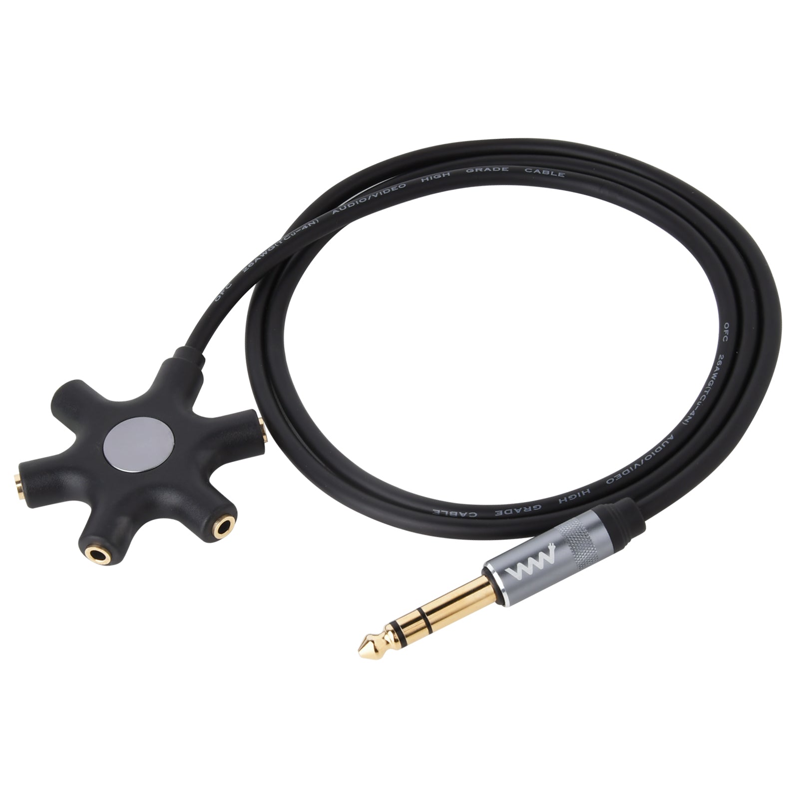 6.35mm (1/4 inch) TRS Stereo to 5-Way 3.5mm Female Stereo Headphone Audio Splitter 1m