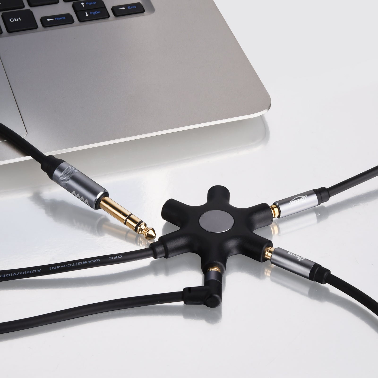 6.35mm (1/4 inch) TRS Stereo to 5-Way 3.5mm Female Stereo Headphone Audio Splitter 1m