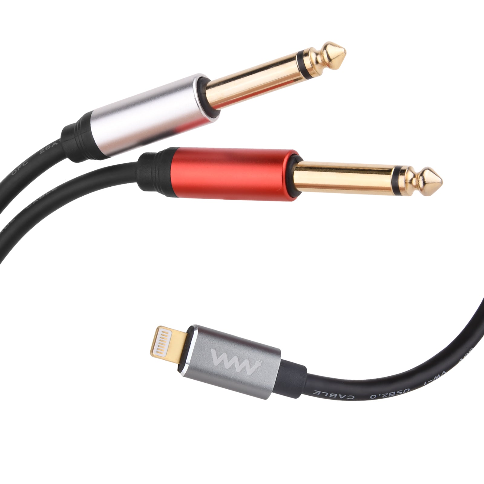 8 Pin to Dual 6.35mm Audio Cable For Amplifier Mixing iPhone iPad 3m