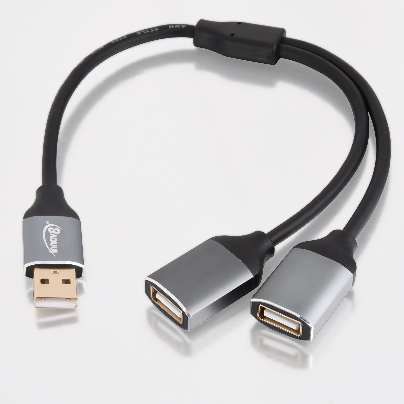 USB 2.0 Male to Dual Female Charging Data Y Splitter Cable 0.3m